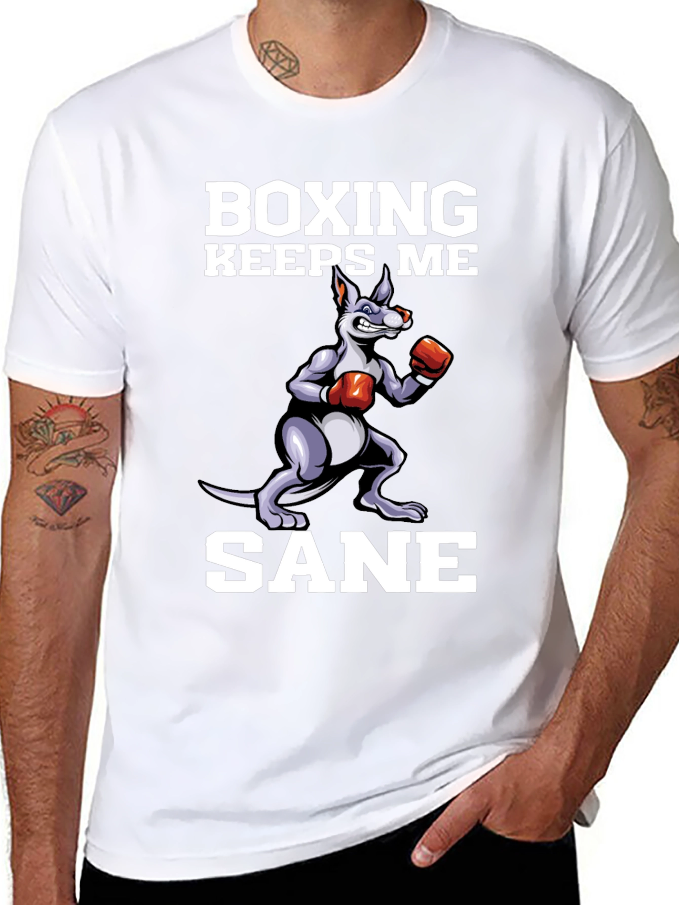 Boxing Keeps Me Sane Kangaroo Graphic Tee