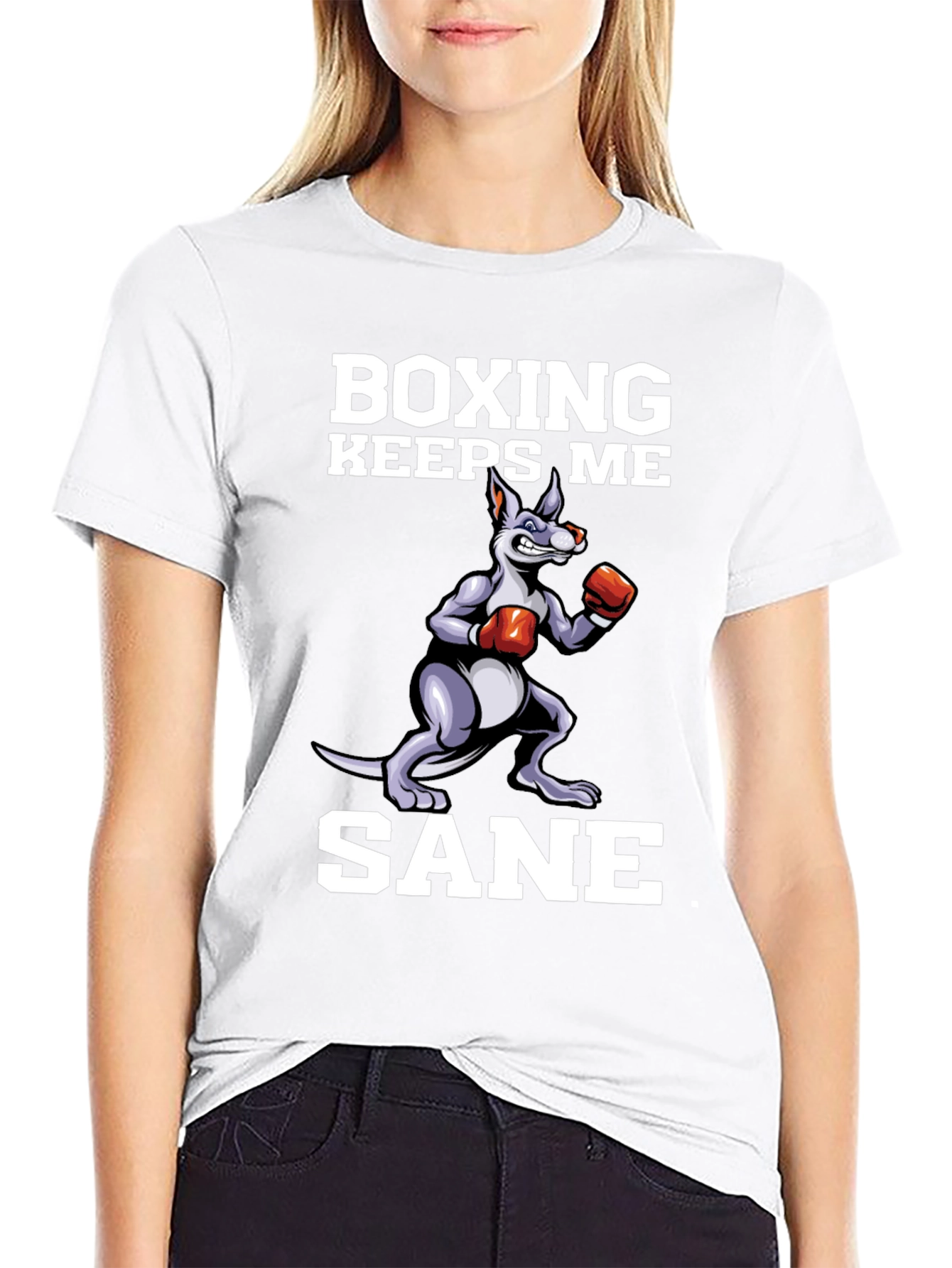 Boxing Keeps Me Sane Kangaroo Graphic Tee