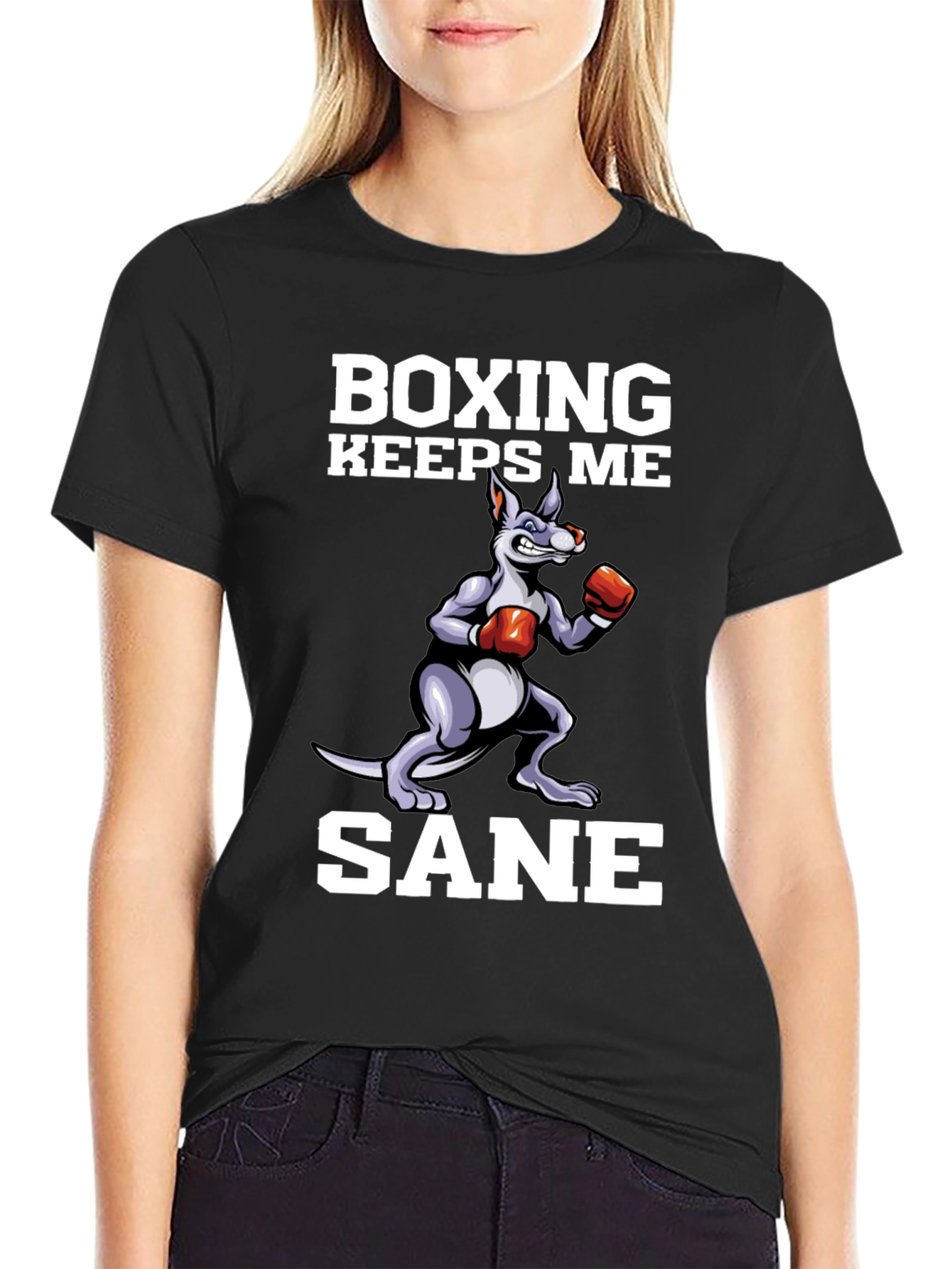 Boxing Keeps Me Sane Kangaroo Graphic Tee