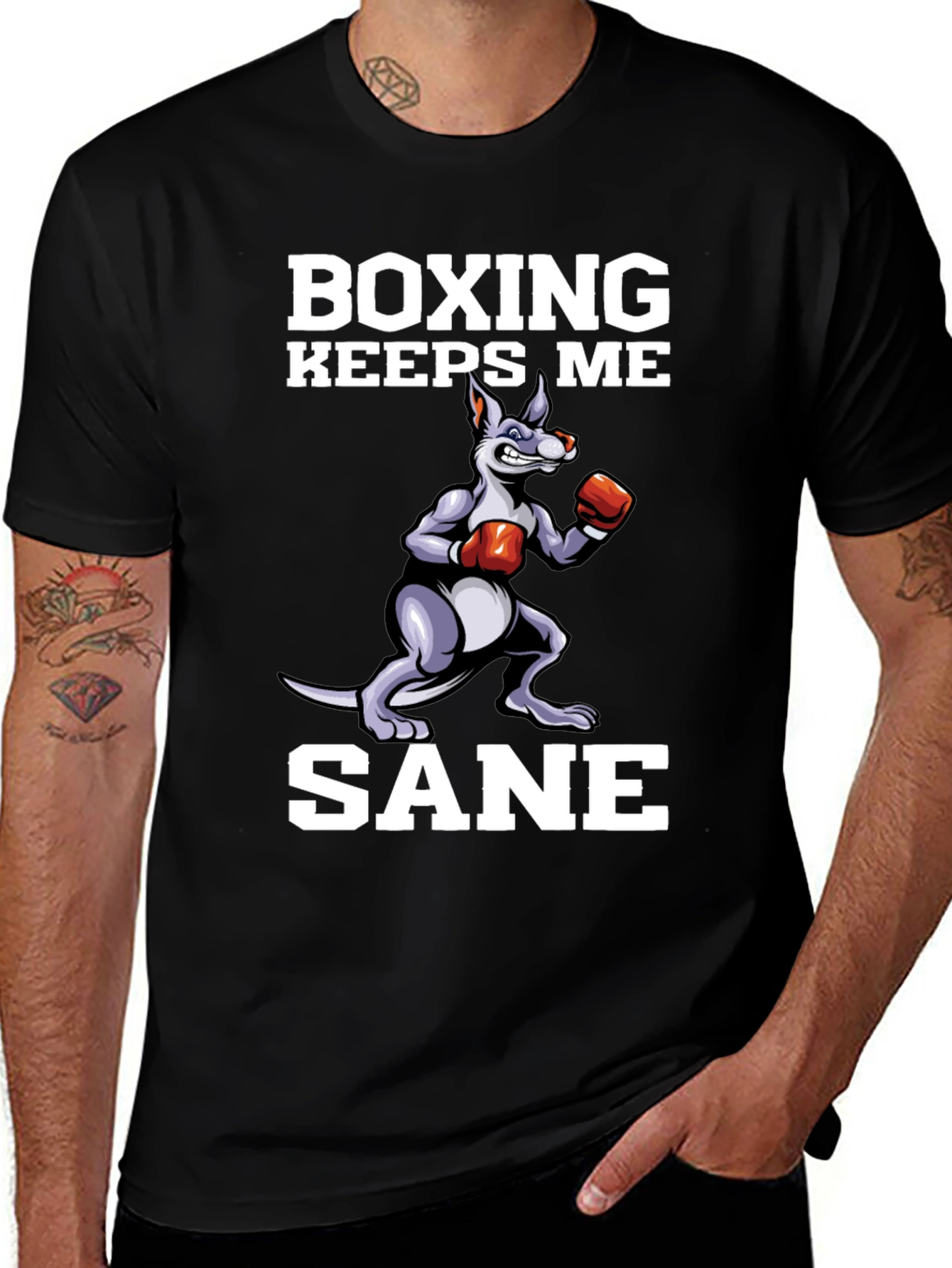 Boxing Keeps Me Sane Kangaroo Graphic Tee