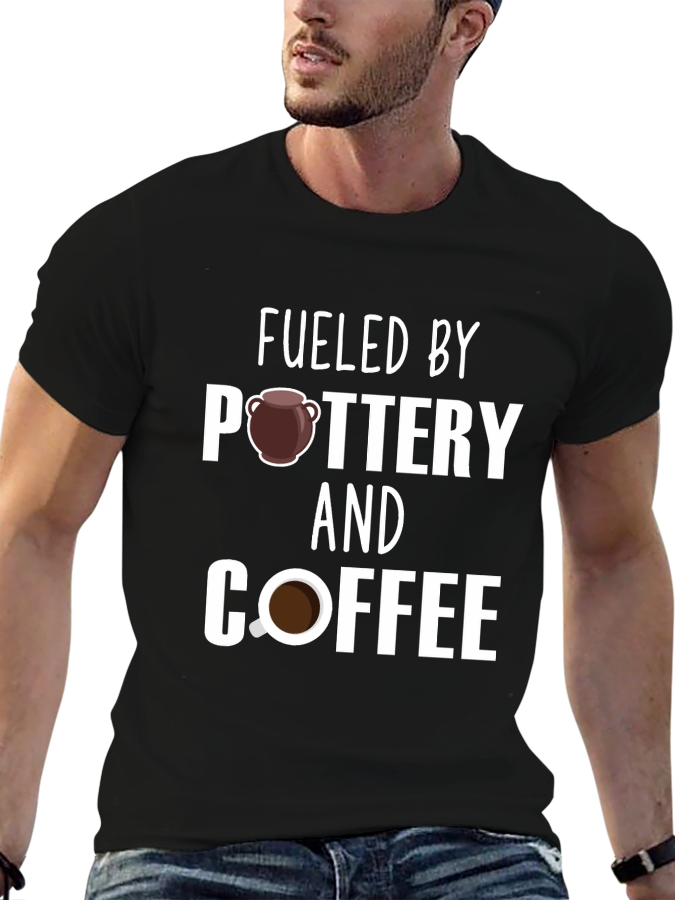 Fueled by Pottery and Coffee Black T-Shirt