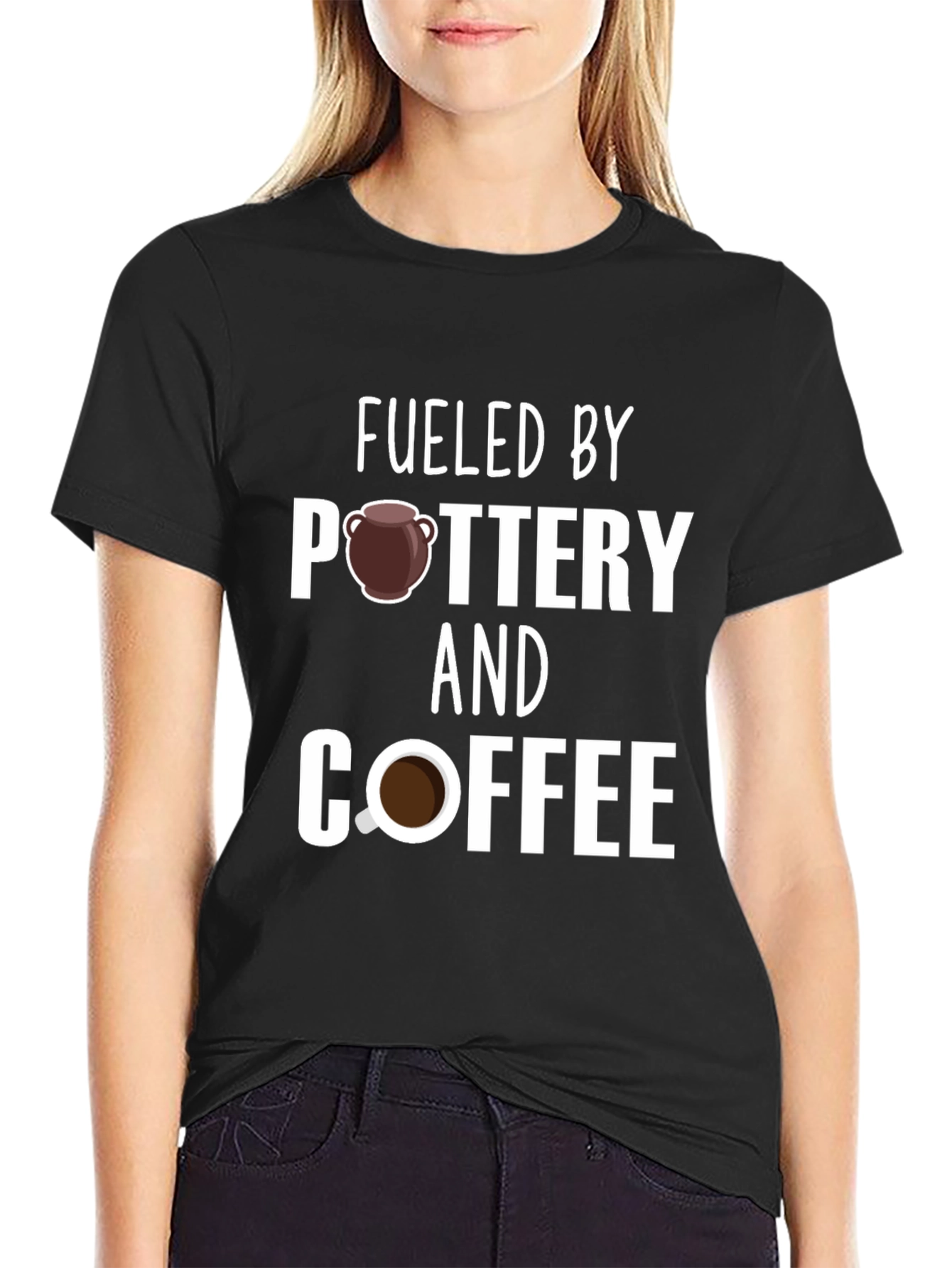 Fueled by Pottery and Coffee Black T-Shirt
