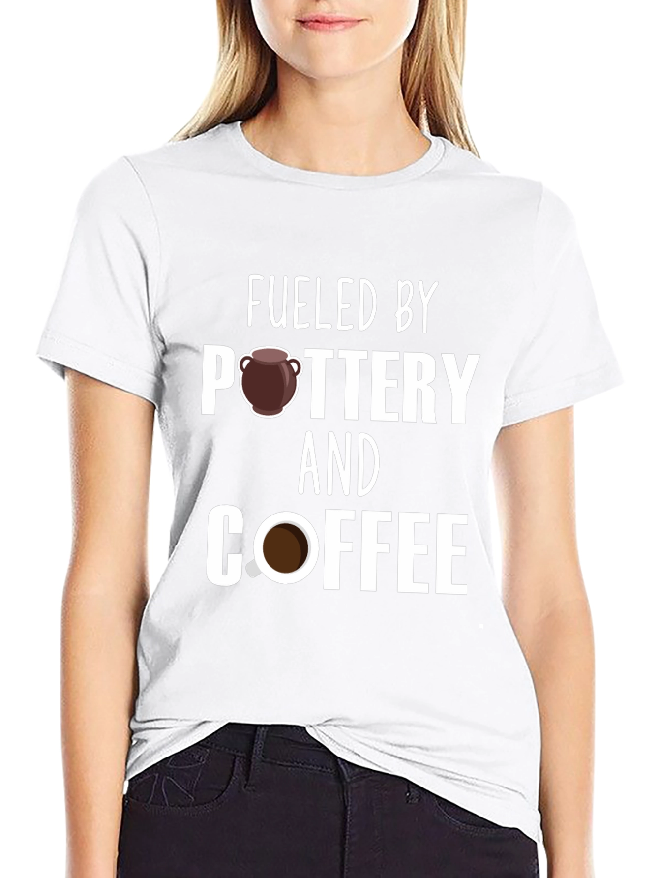 Fueled by Pottery and Coffee Black T-Shirt
