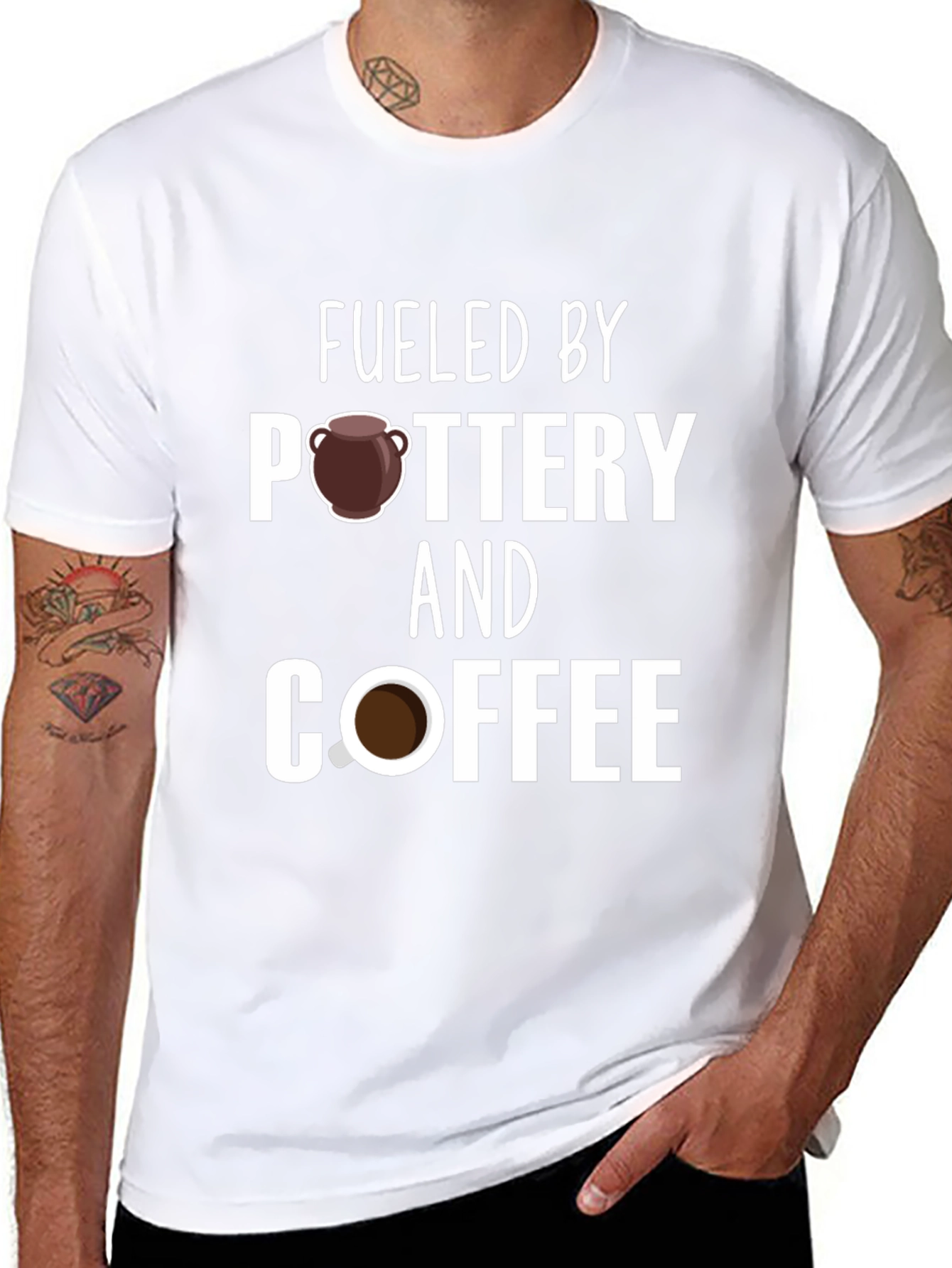 Fueled by Pottery and Coffee Black T-Shirt