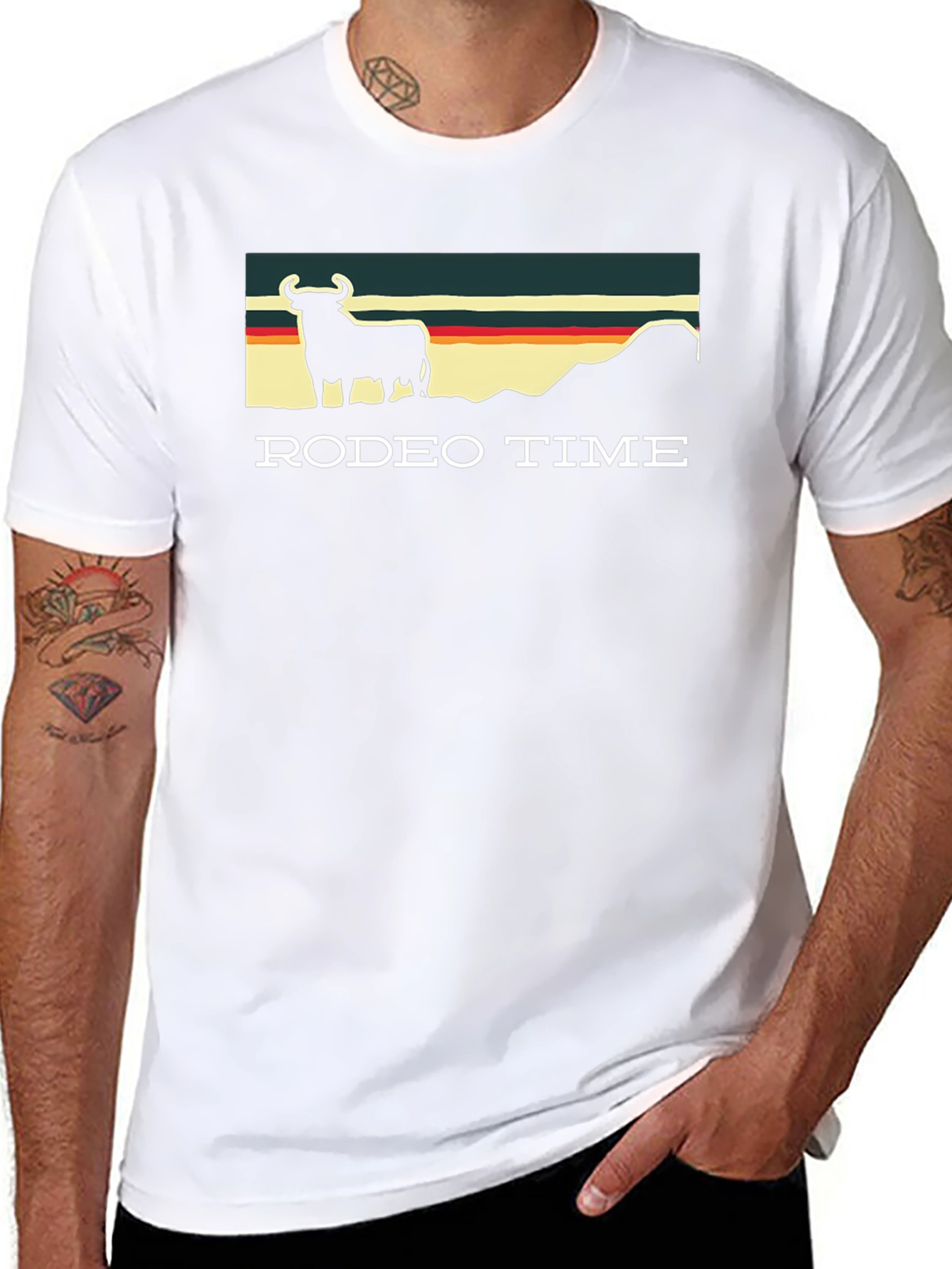 Rodeo Time Graphic Tee - Retro Bull Design