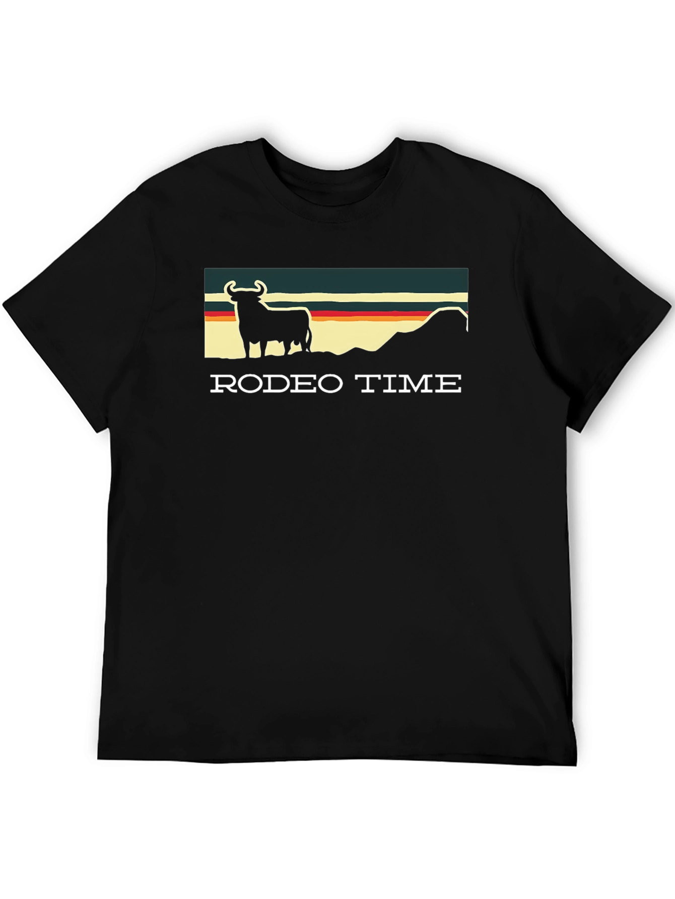Rodeo Time Graphic Tee - Retro Bull Design