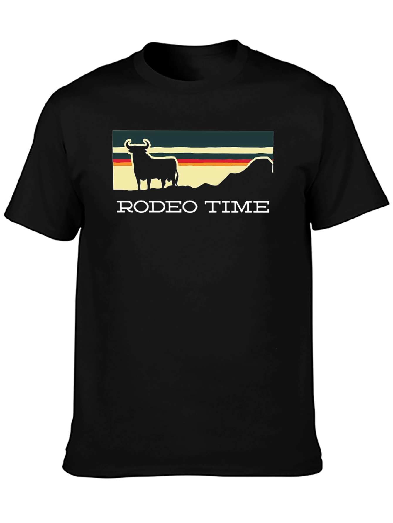 Rodeo Time Graphic Tee - Retro Bull Design