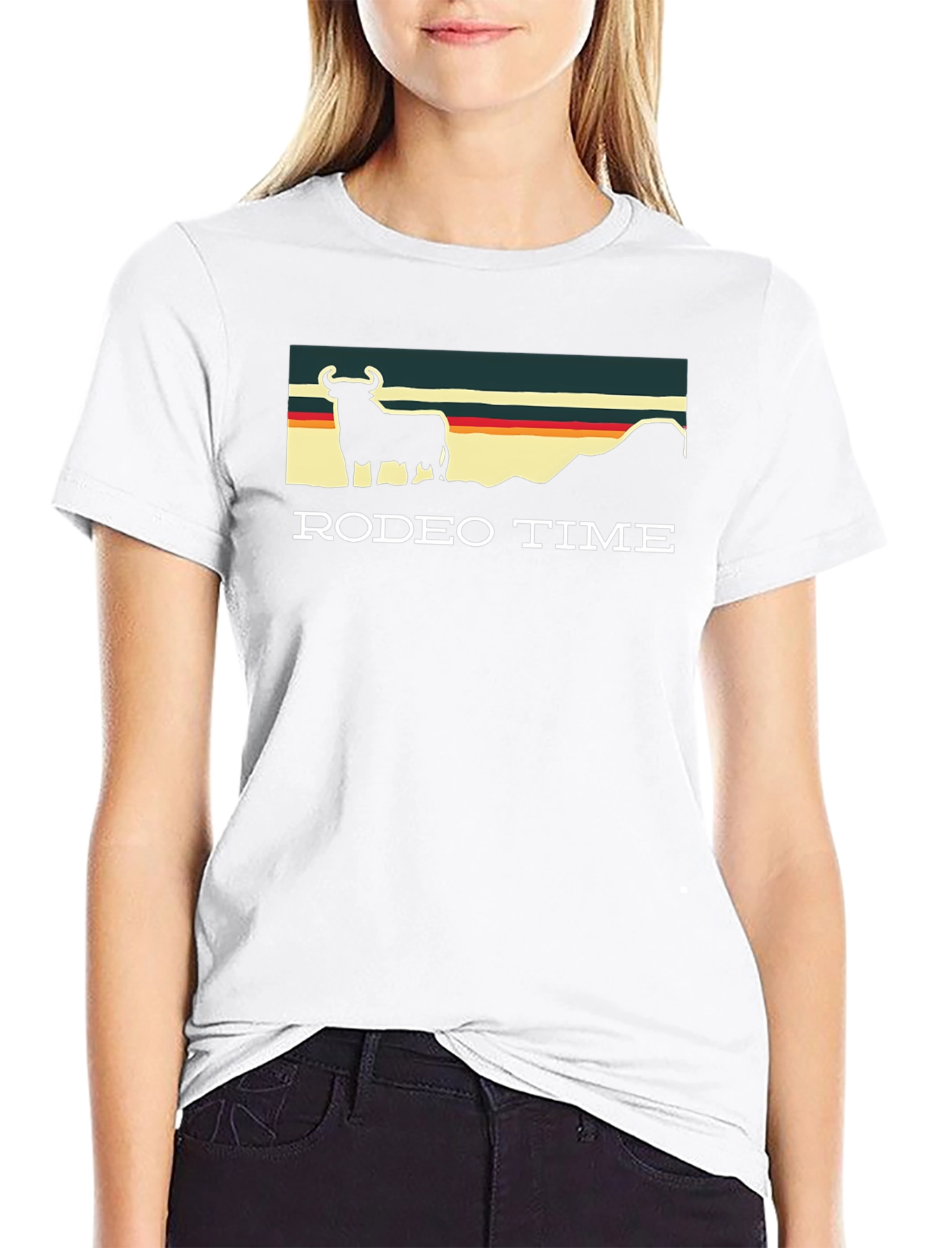 Rodeo Time Graphic Tee - Retro Bull Design