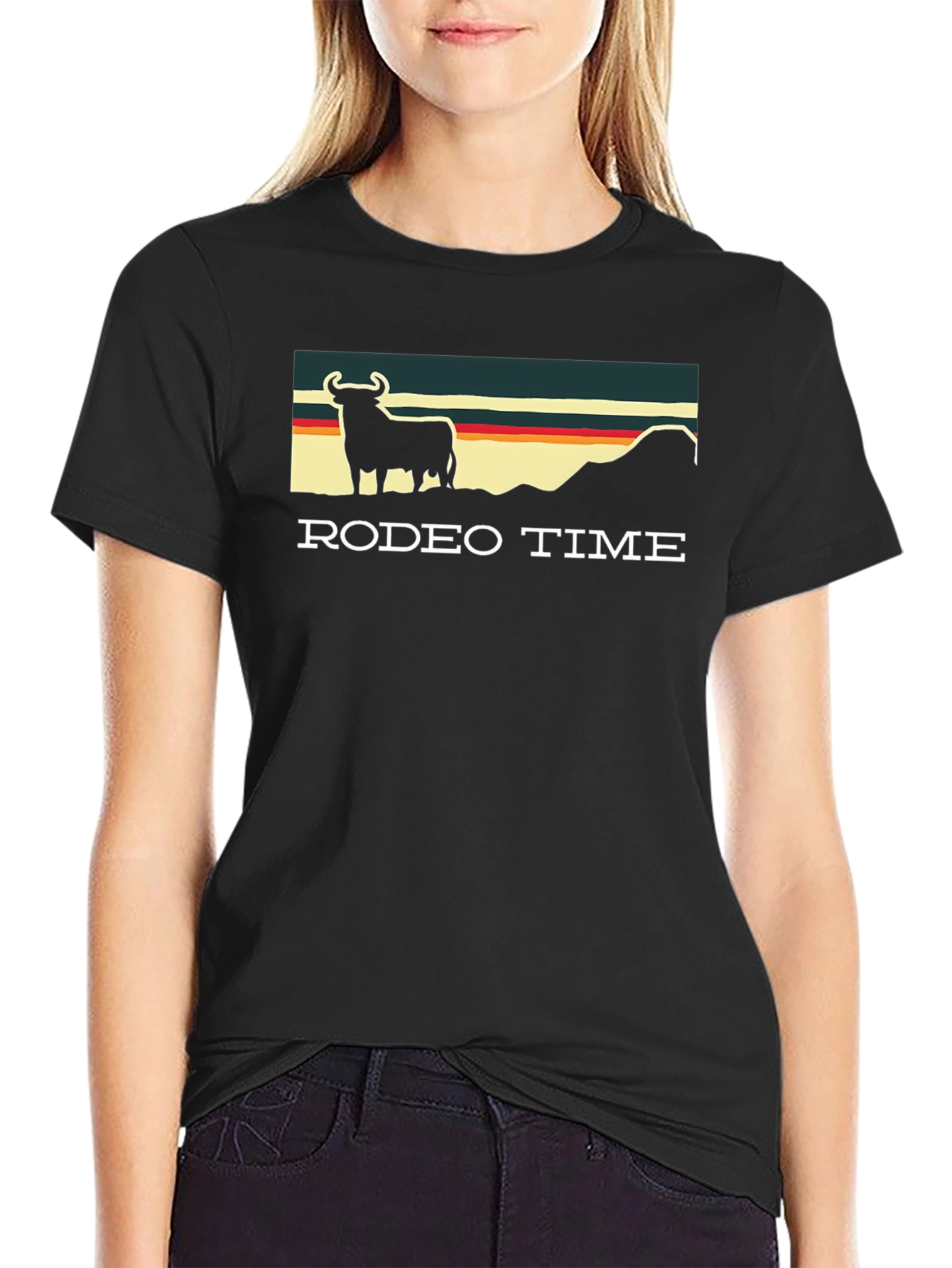 Rodeo Time Graphic Tee - Retro Bull Design