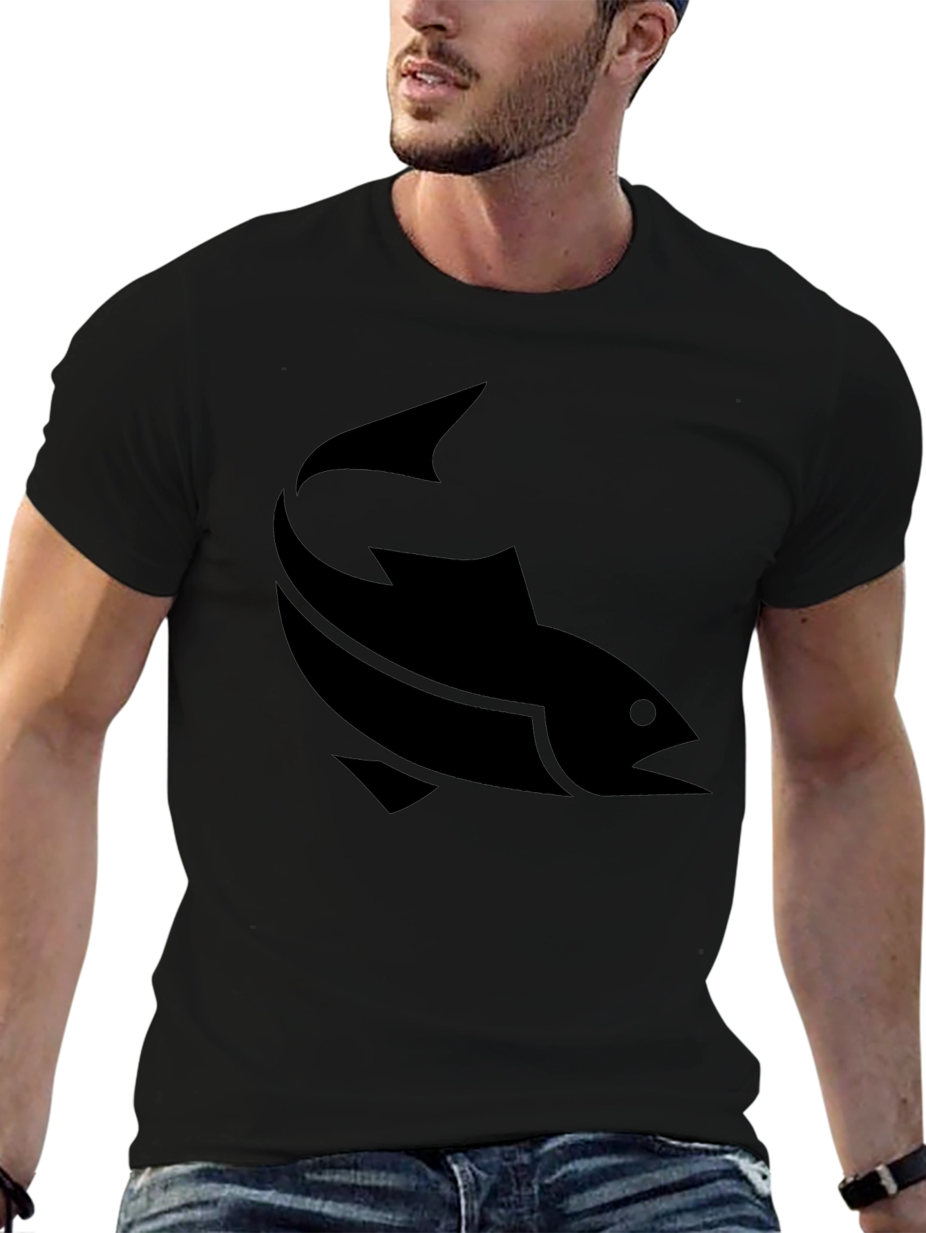 Fish Graphic Tee - Modern Black T-Shirt