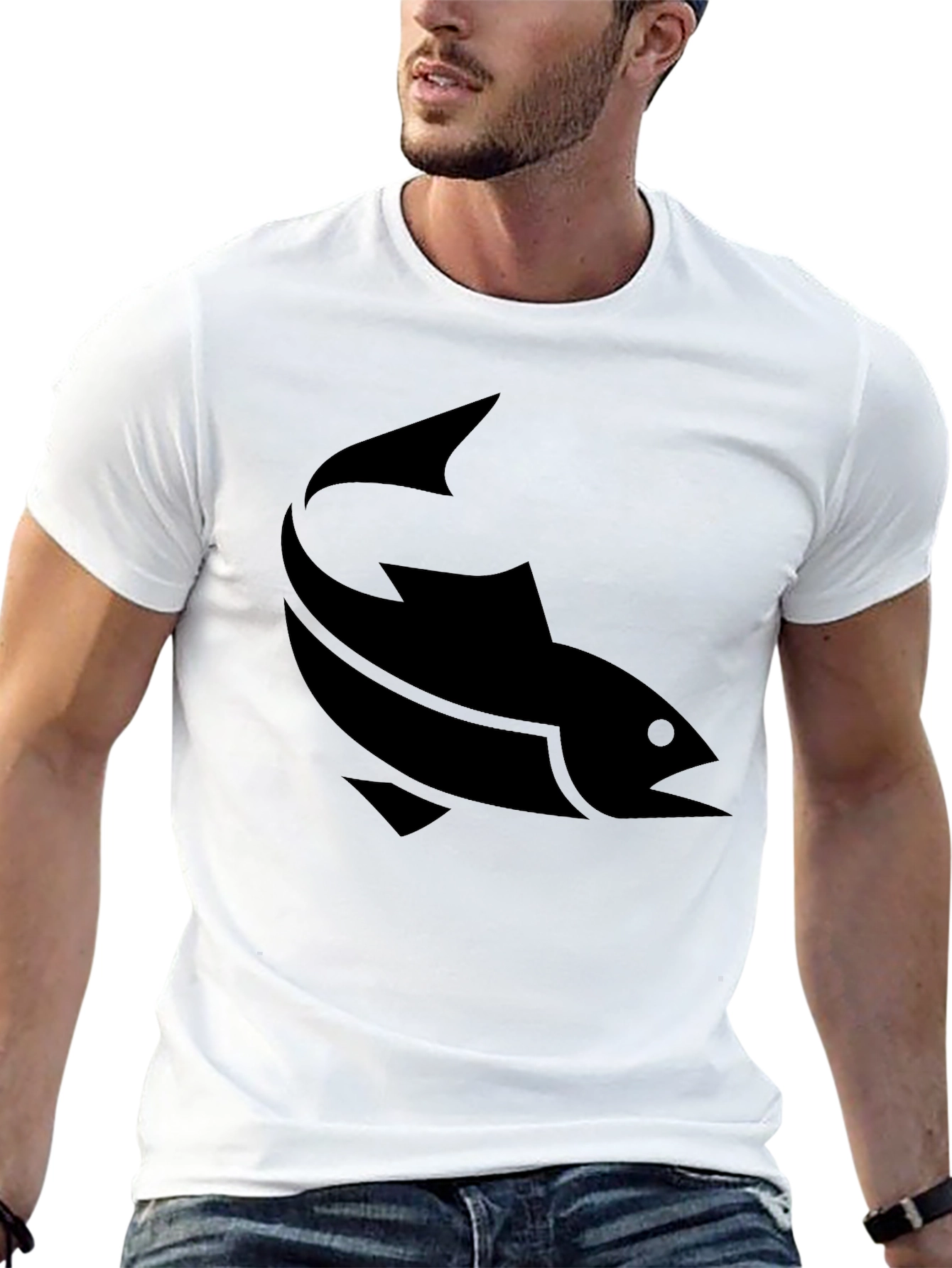 Fish Graphic Tee - Modern Black T-Shirt
