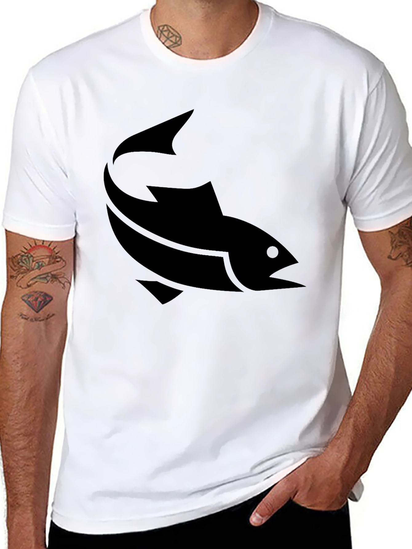 Fish Graphic Tee - Modern Black T-Shirt
