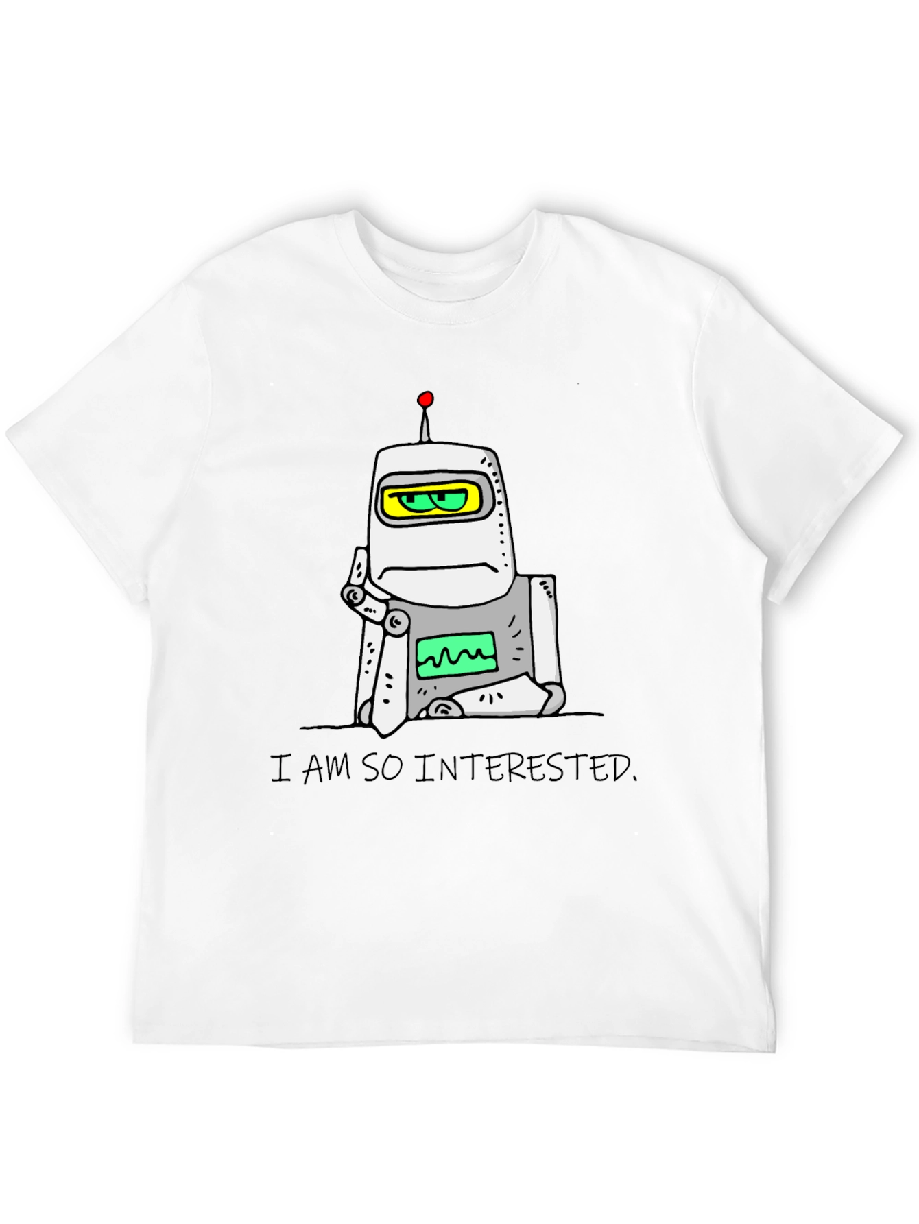 Interested Robot Graphic T-Shirt - Black