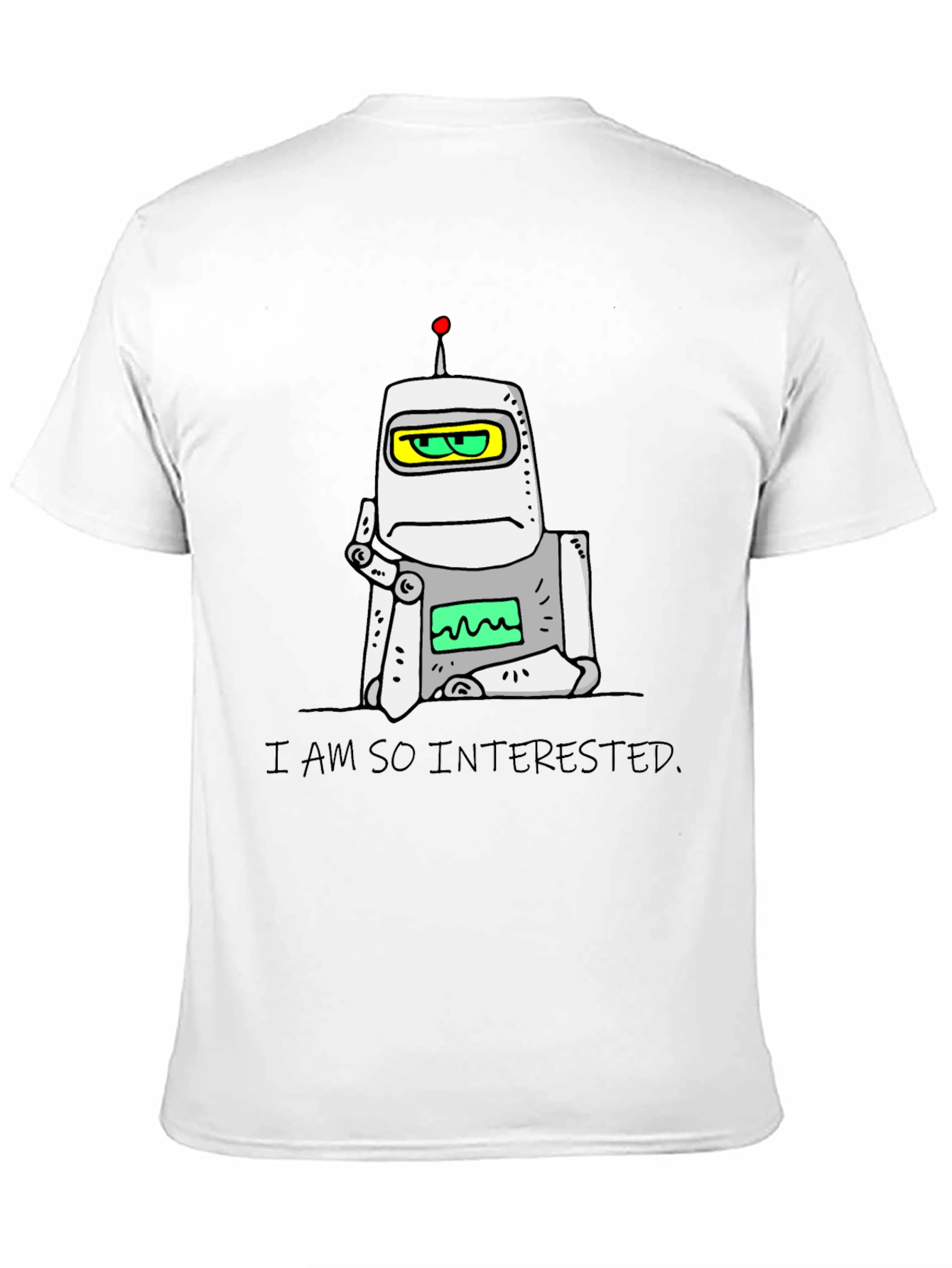Interested Robot Graphic T-Shirt - Black