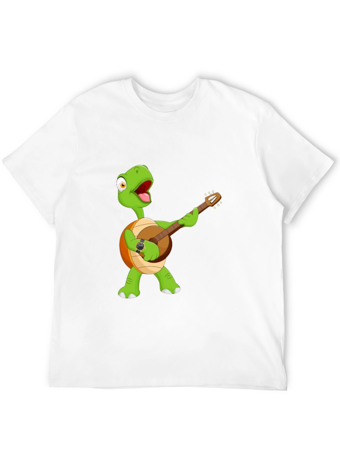 Cartoon Turtle Banjo Player Graphic T-Shirt