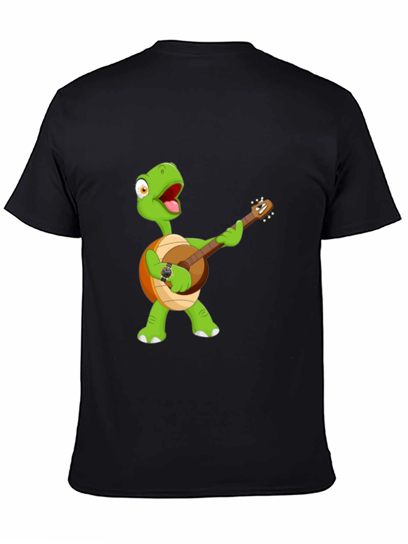 Cartoon Turtle Banjo Player Graphic T-Shirt