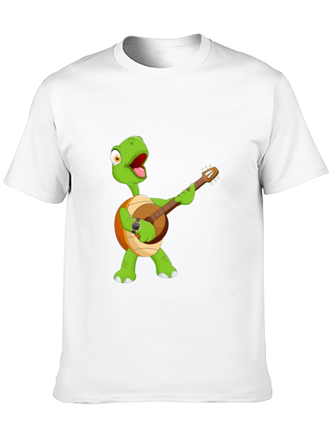 Cartoon Turtle Banjo Player Graphic T-Shirt