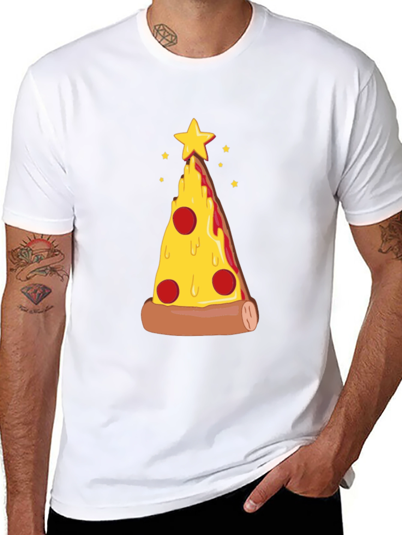 Pizza Christmas Tree Graphic Tee - Holiday Fun!
