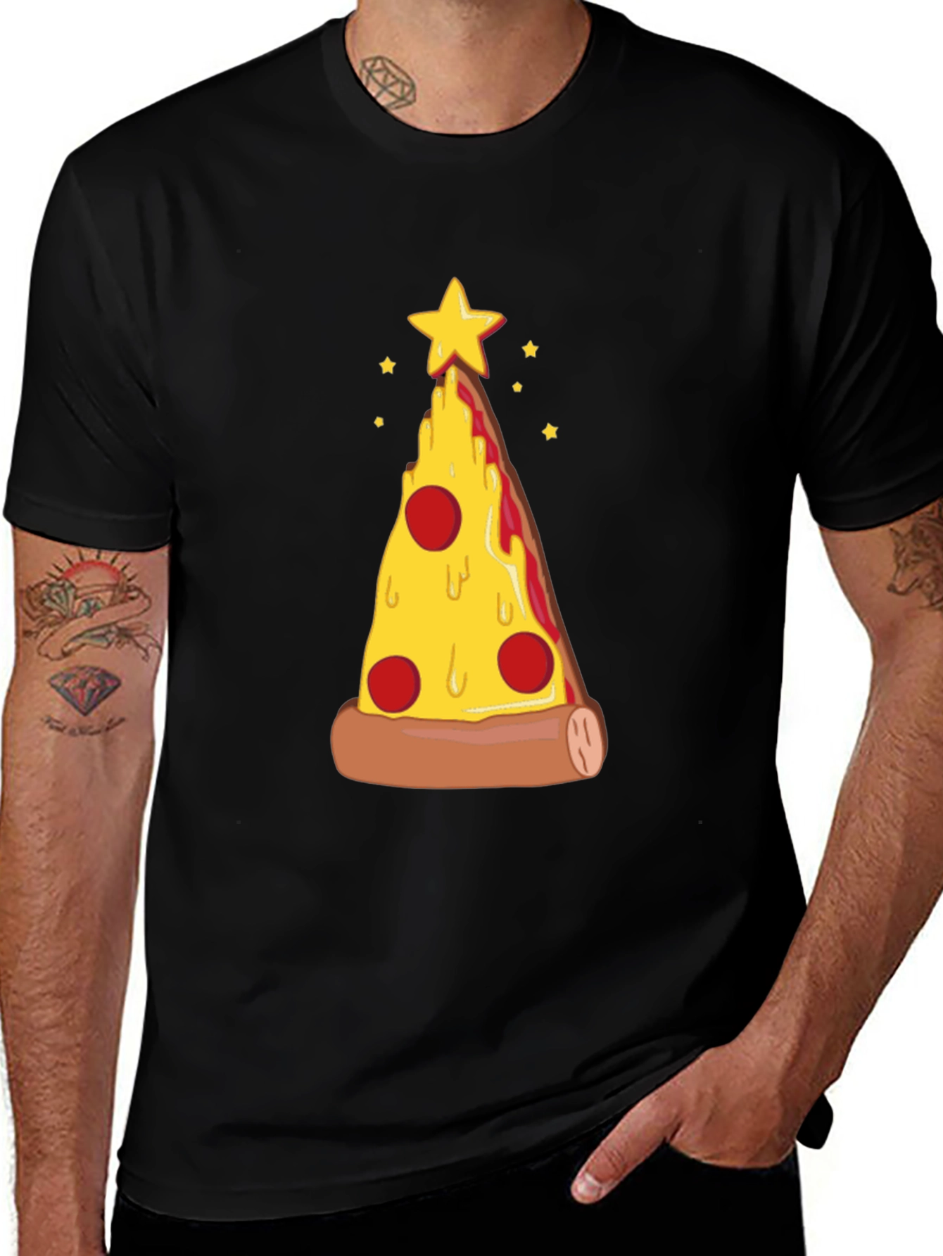Pizza Christmas Tree Graphic Tee - Holiday Fun!