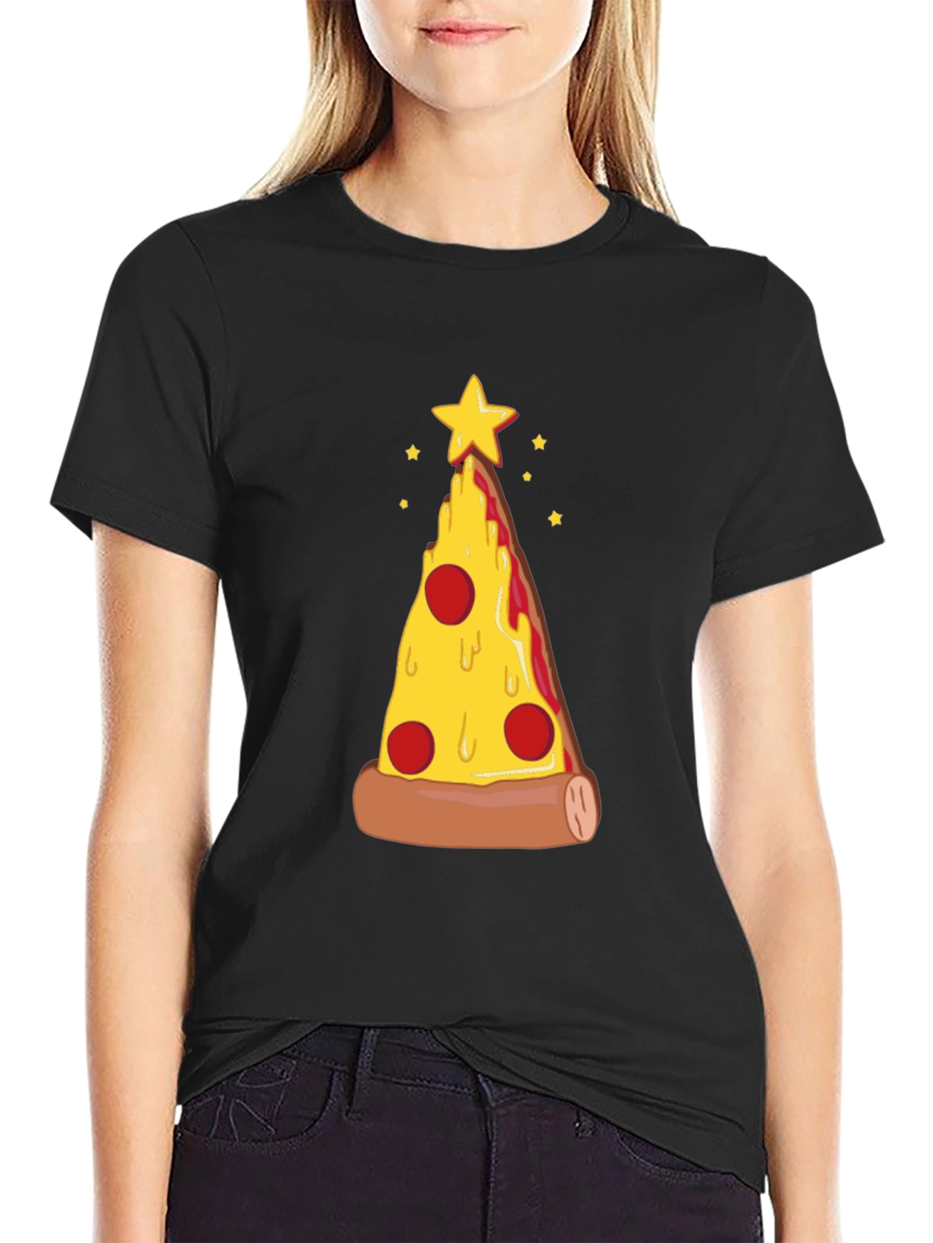 Pizza Christmas Tree Graphic Tee - Holiday Fun!