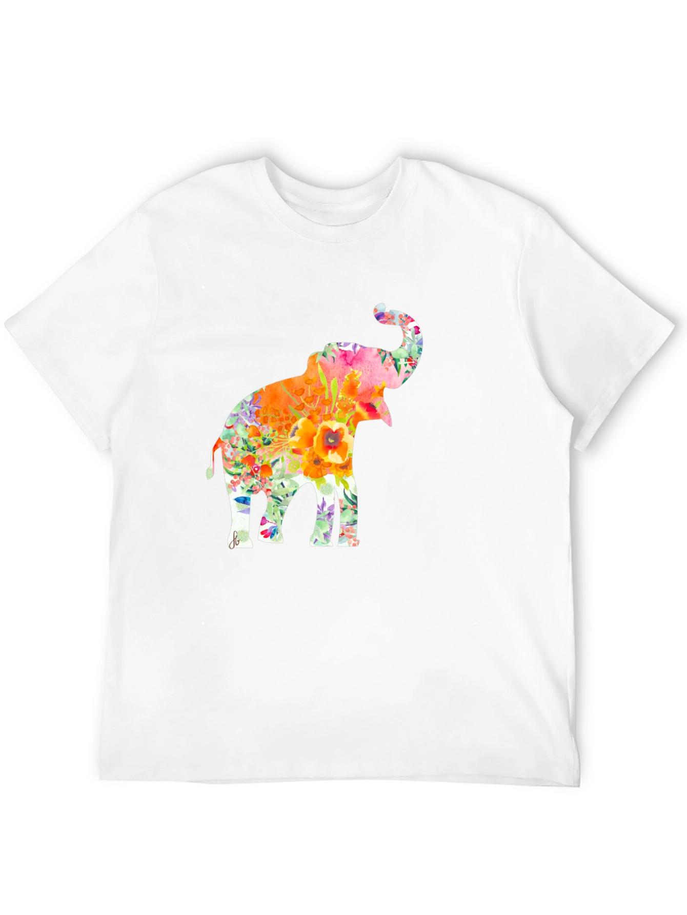 Floral Elephant Graphic Tee - Trendy Black T-Shirt