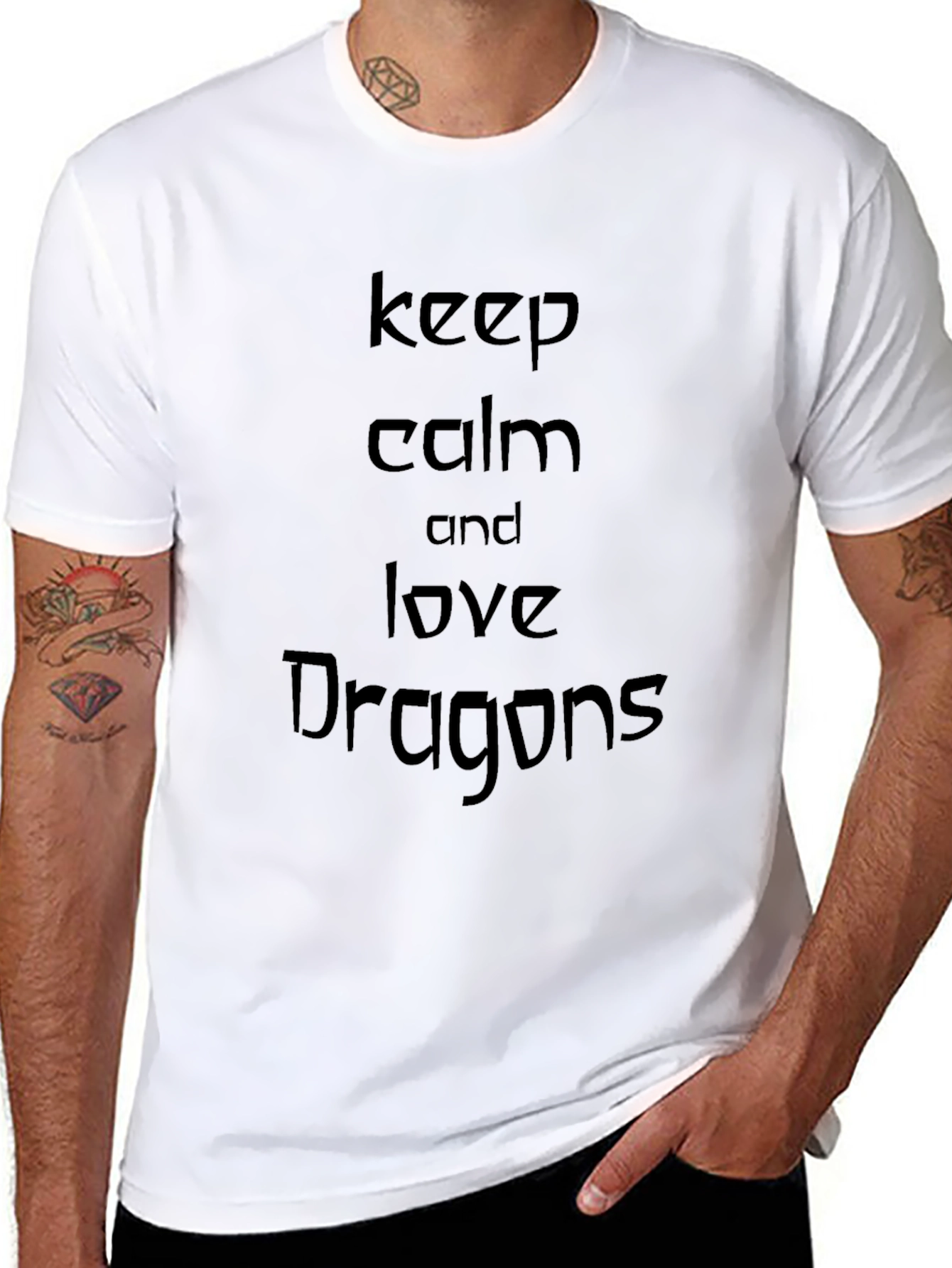 Keep Calm and Love Dragons Black T-Shirt