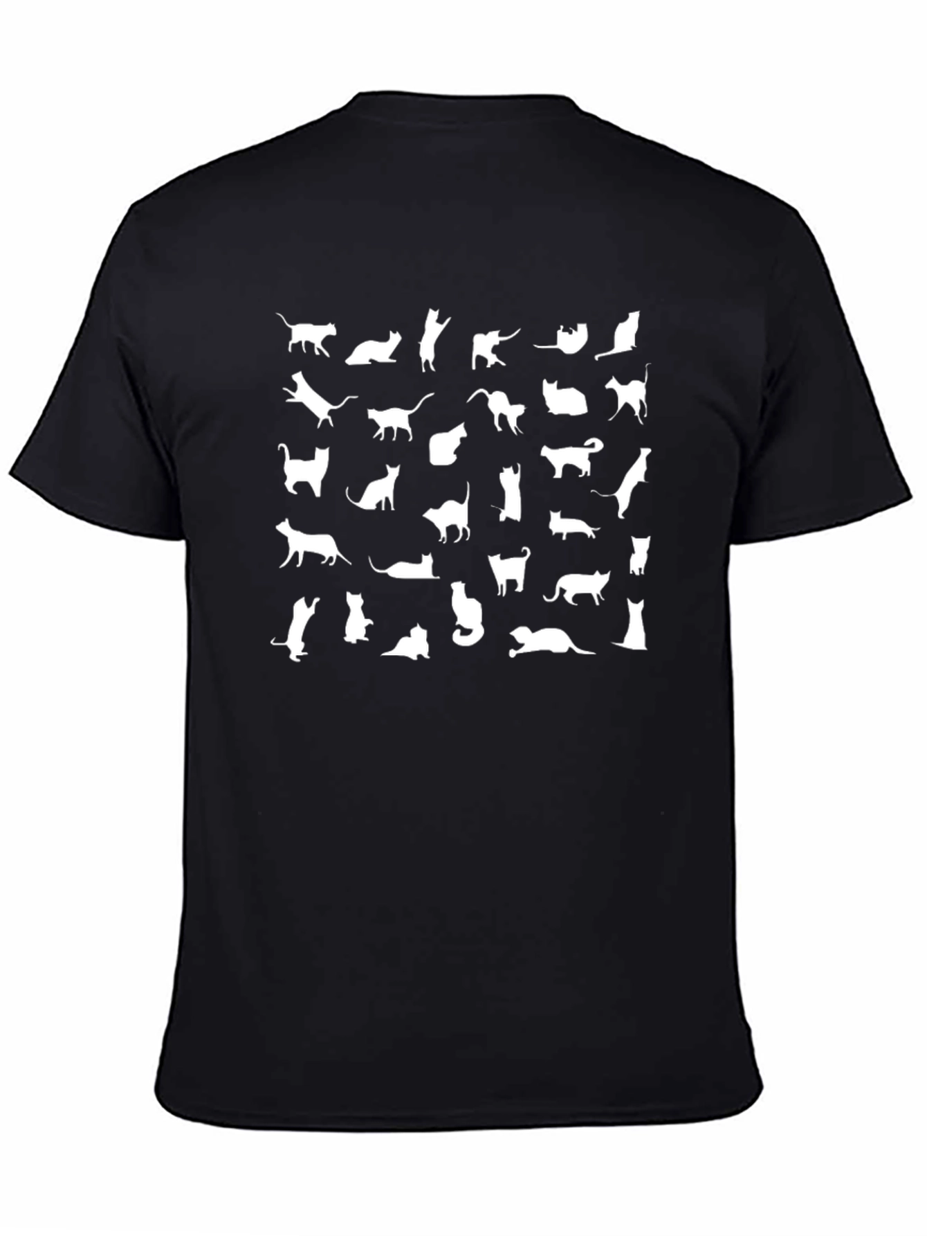 Mens Black Cat Silhouette Graphic T-Shirt
