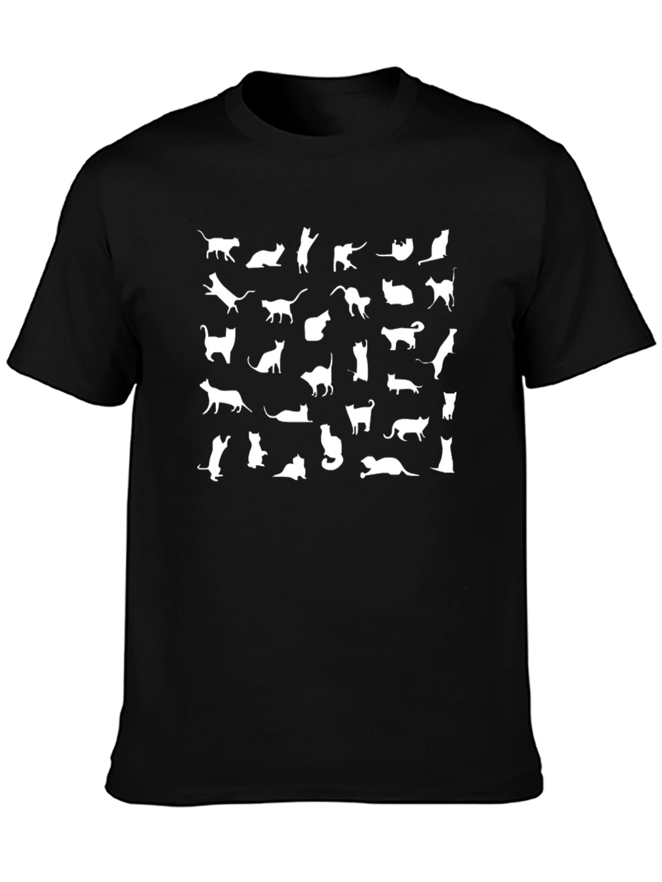 Mens Black Cat Silhouette Graphic T-Shirt