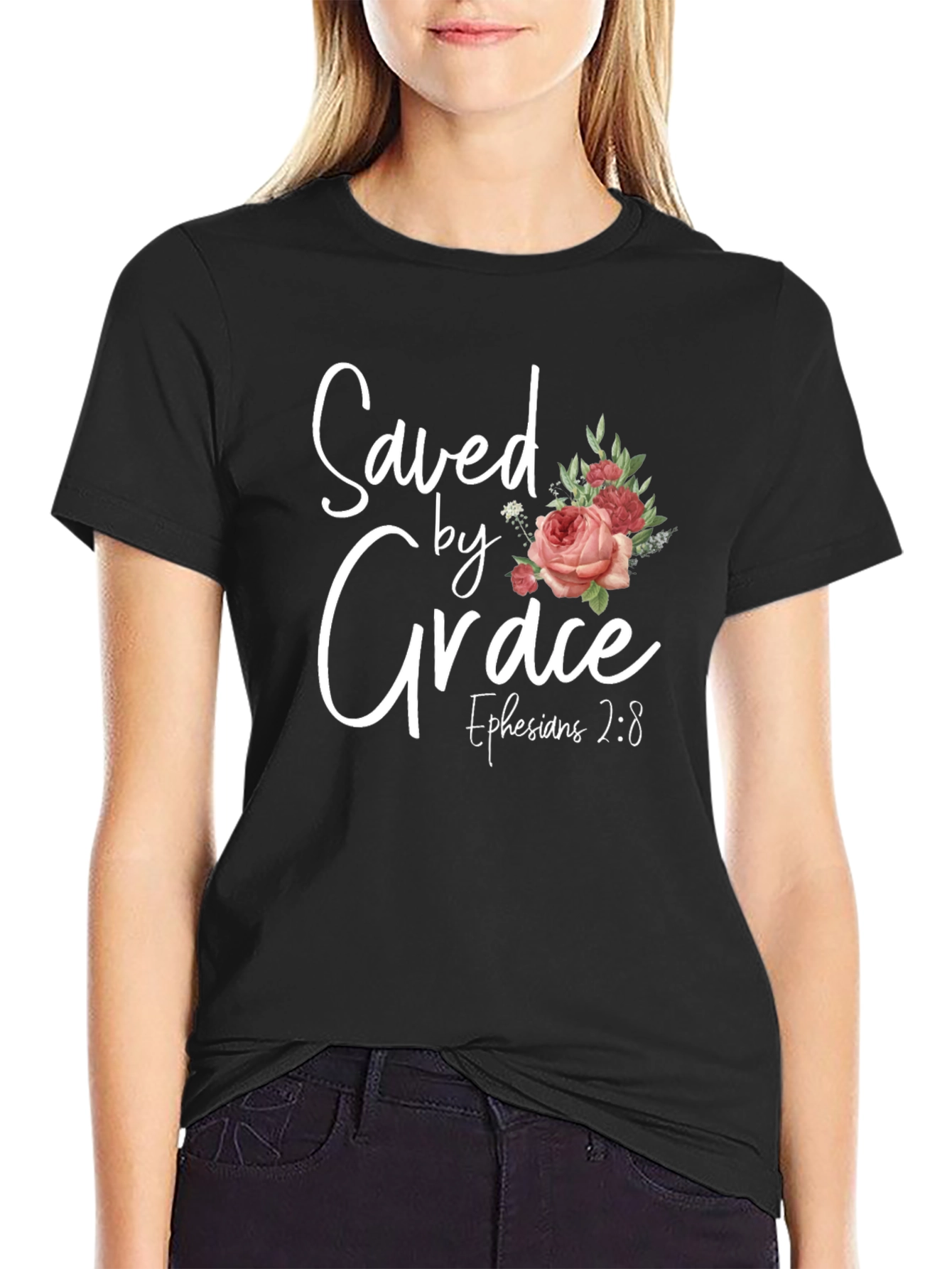 Saved by Grace Floral T-Shirt - Christian Tee