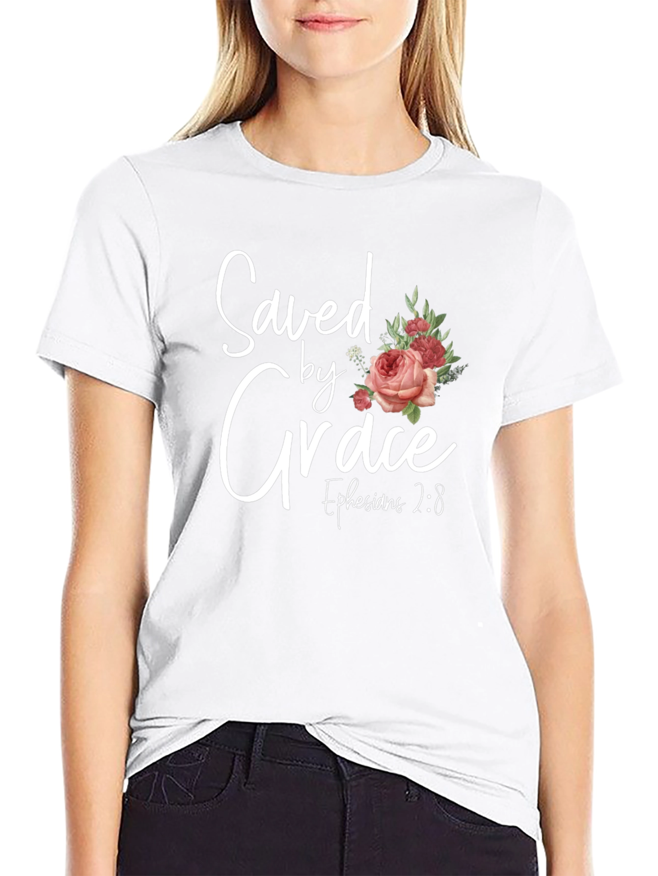 Saved by Grace Floral T-Shirt - Christian Tee