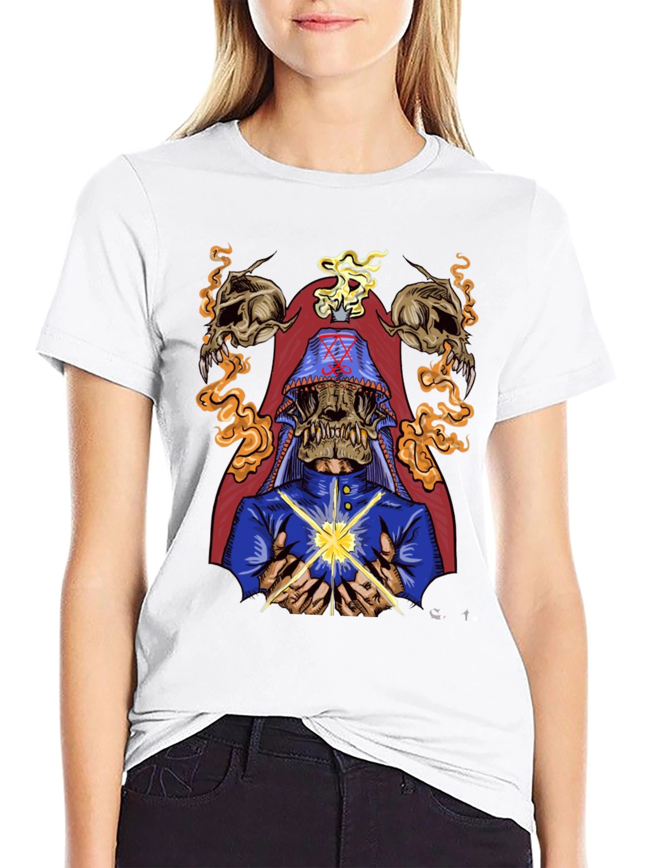 Occult Skull Graphic Tee - Dark Aesthetic Cotton T-Shirt