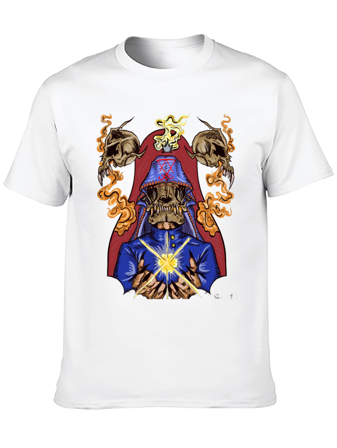 Occult Skull Graphic Tee - Dark Aesthetic Cotton T-Shirt