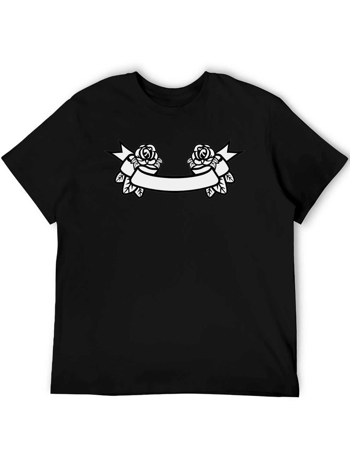 Rose Banner Graphic Tee - Classic Black T-Shirt
