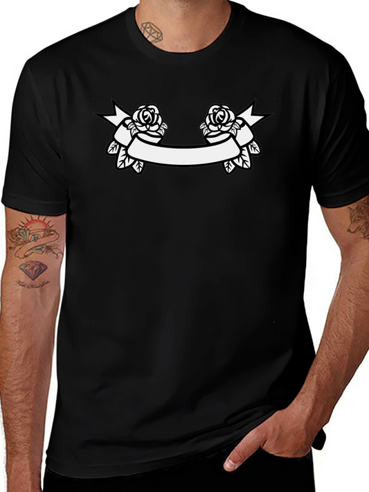 Rose Banner Graphic Tee - Classic Black T-Shirt