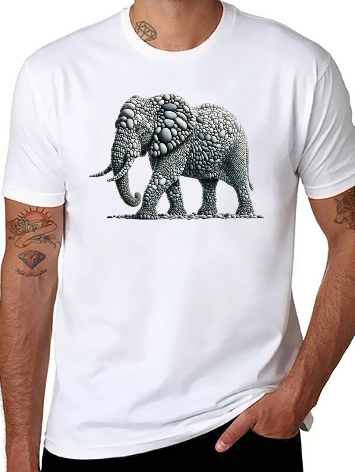 Elephant Pebble Art T-Shirt