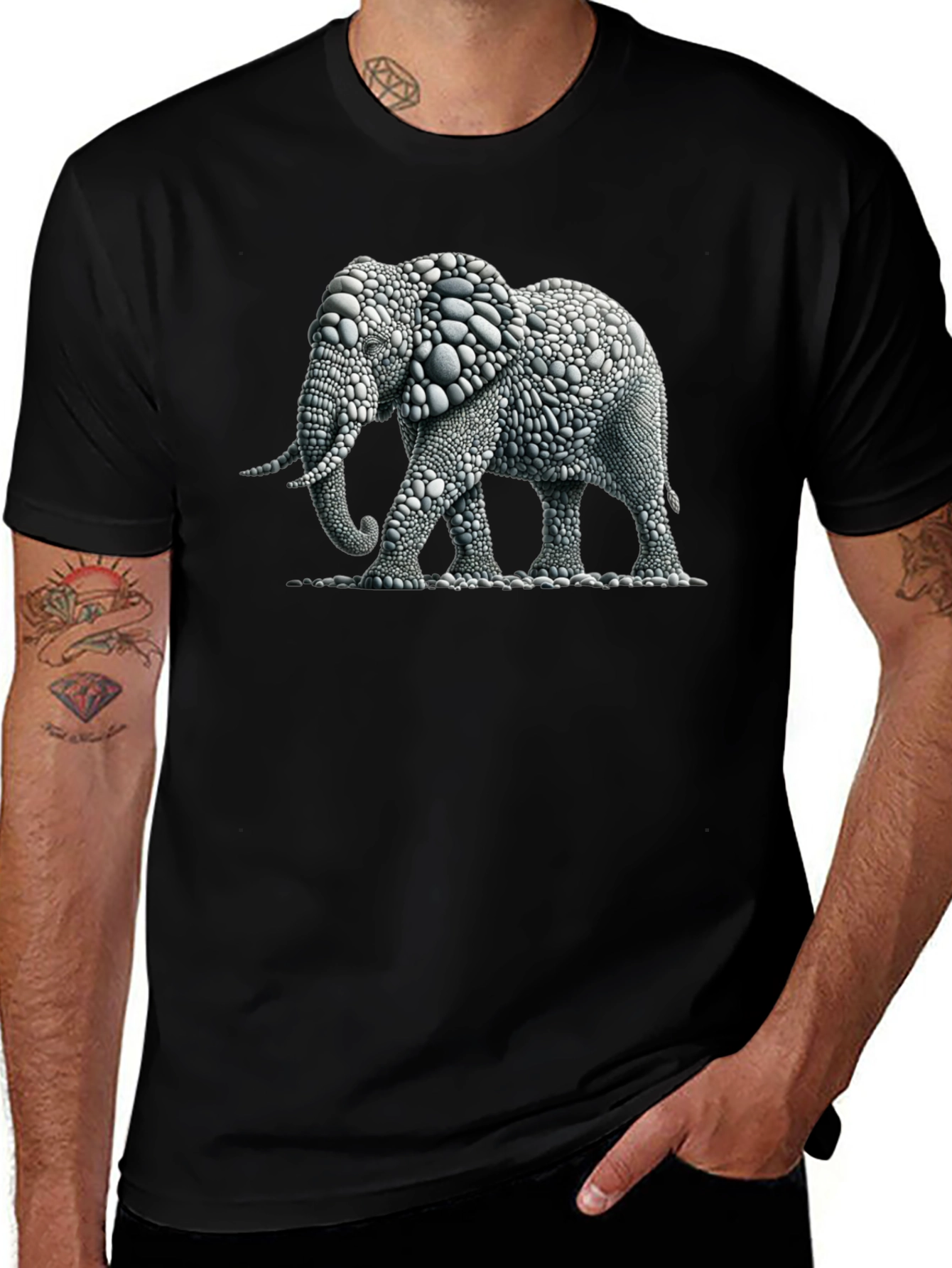 Elephant Pebble Art T-Shirt