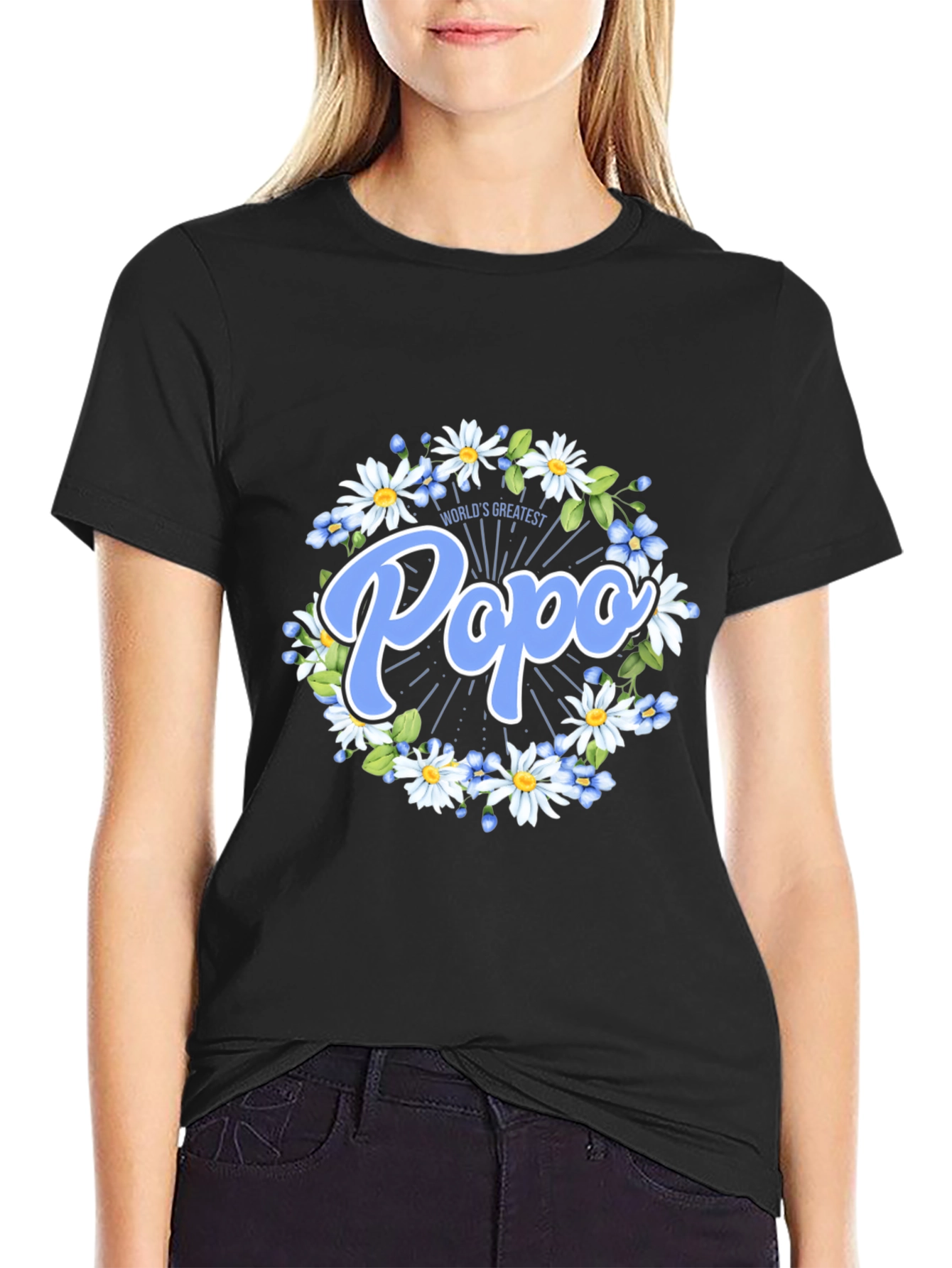 Worlds Greatest Popo T-Shirt - Floral Design