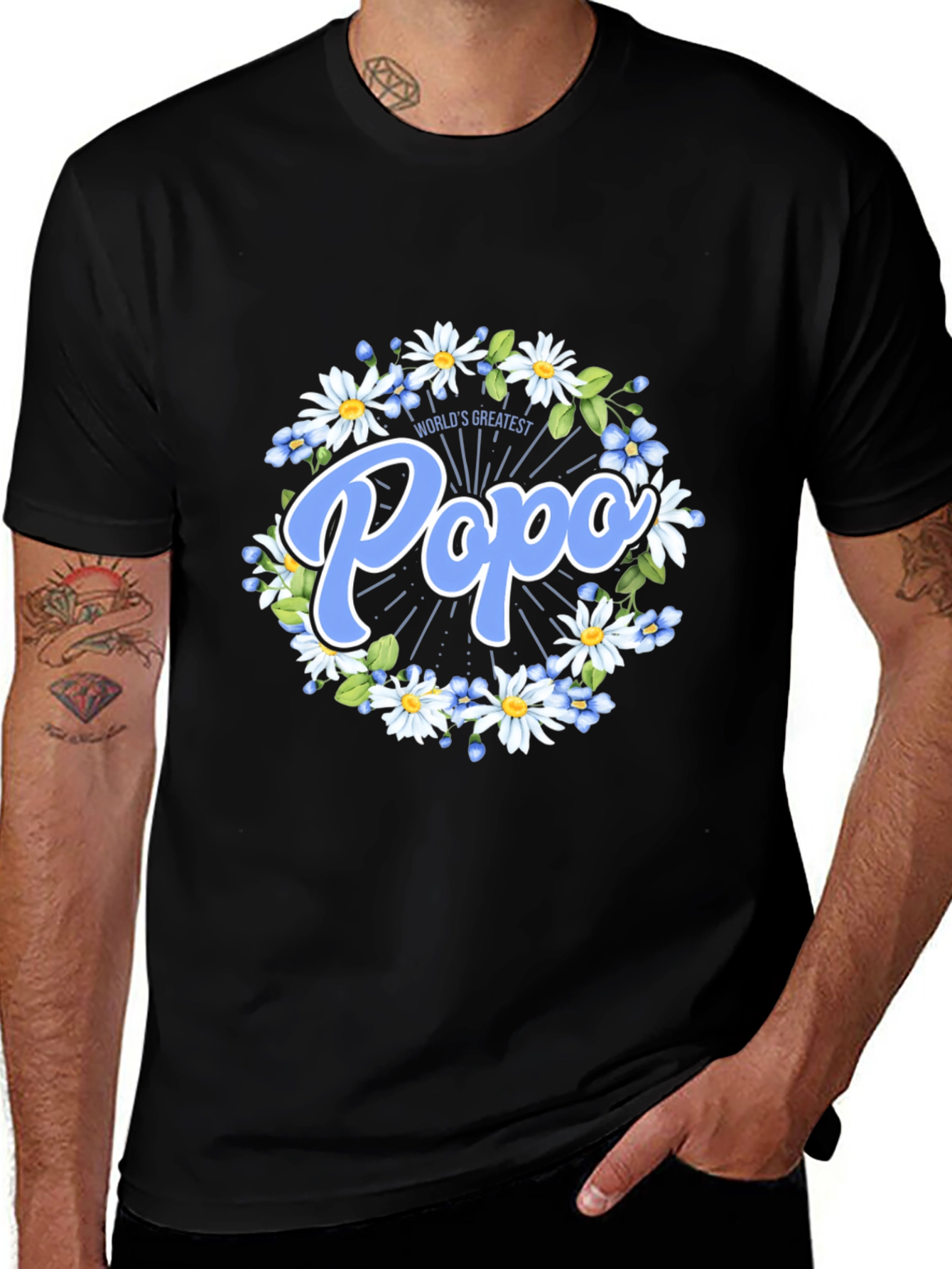Worlds Greatest Popo T-Shirt - Floral Design