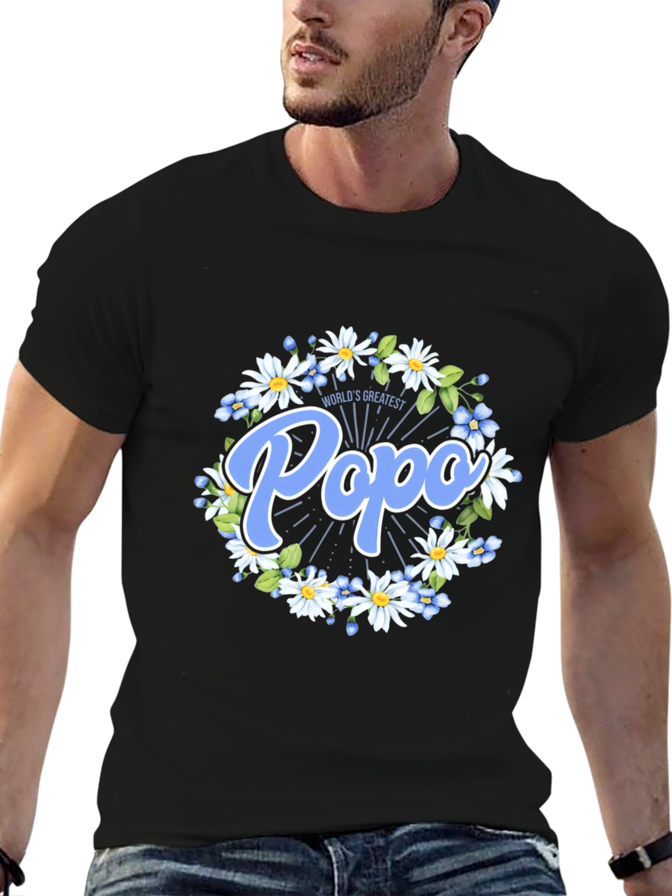 Worlds Greatest Popo T-Shirt - Floral Design