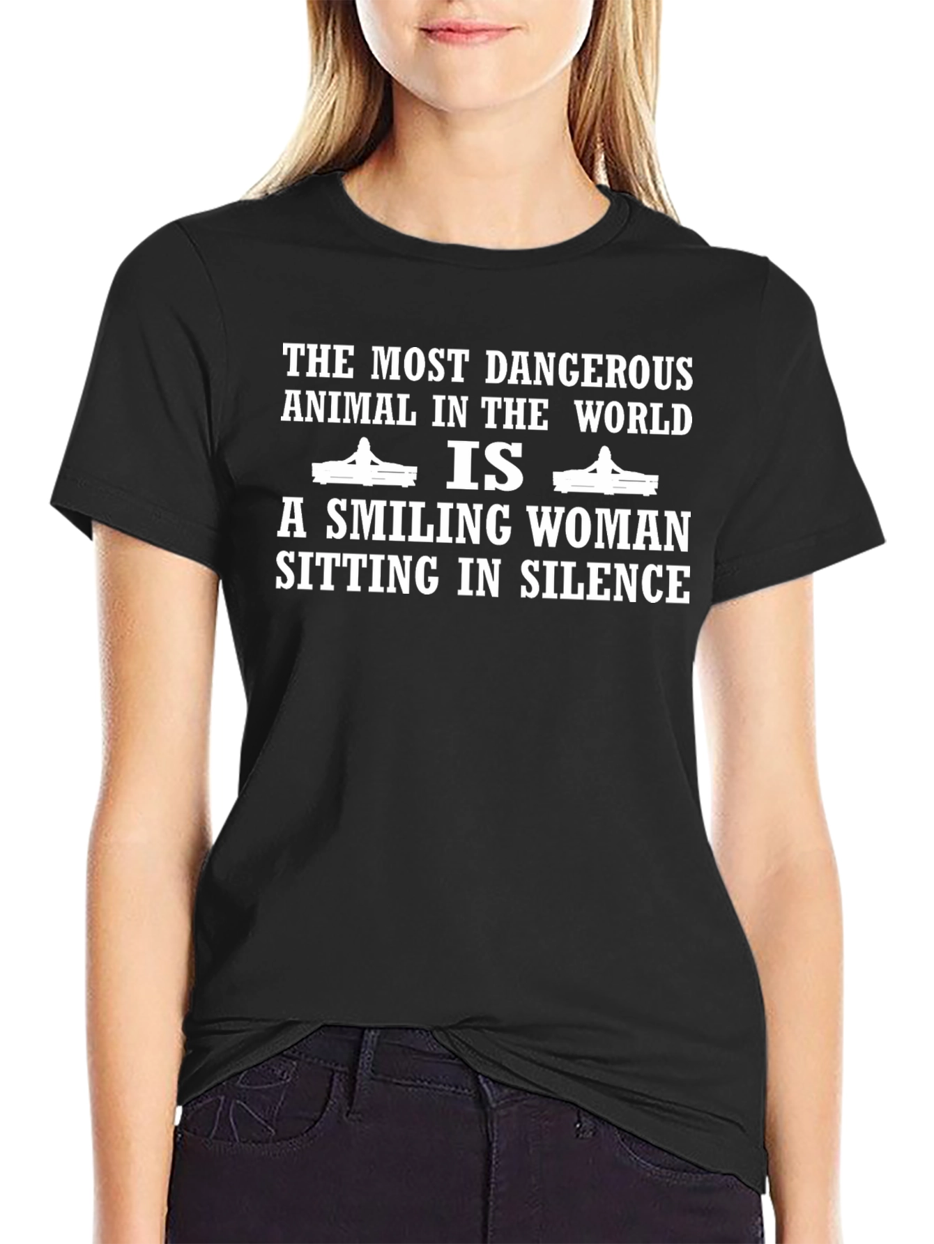 Smiling Woman Sitting In Silence T-Shirt