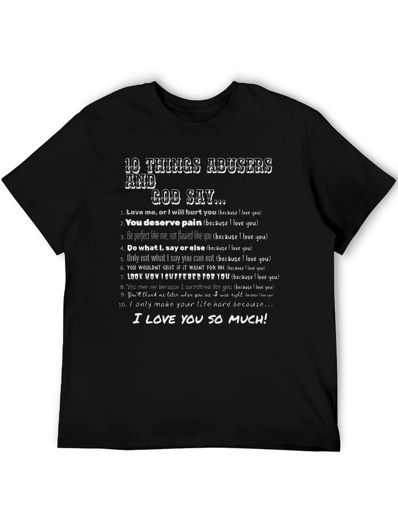 10 Things Abusers and God Say Graphic Tee