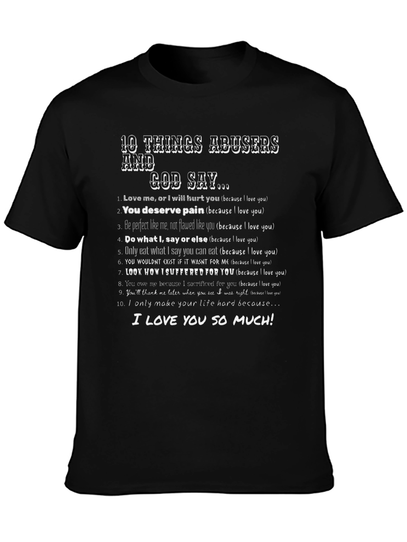 10 Things Abusers and God Say Graphic Tee