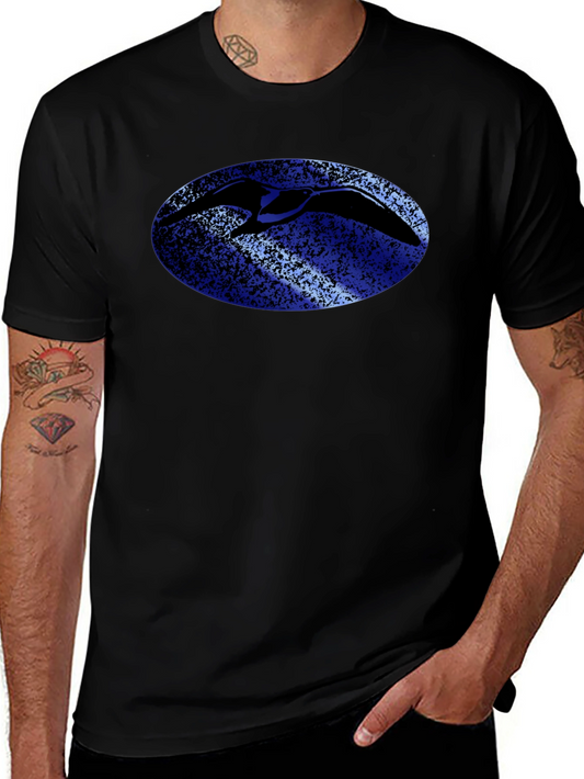 Bird Silhouette Graphic Tee - Black Cotton T-Shirt