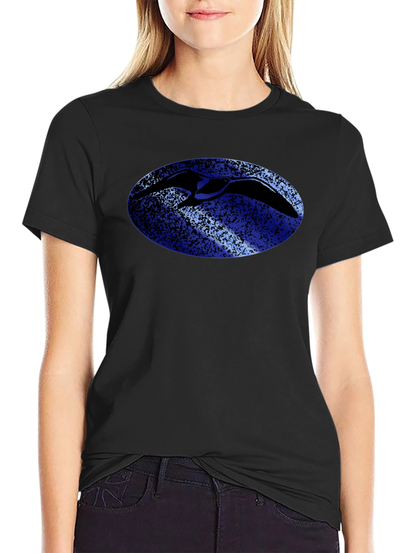Bird Silhouette Graphic Tee - Black Cotton T-Shirt