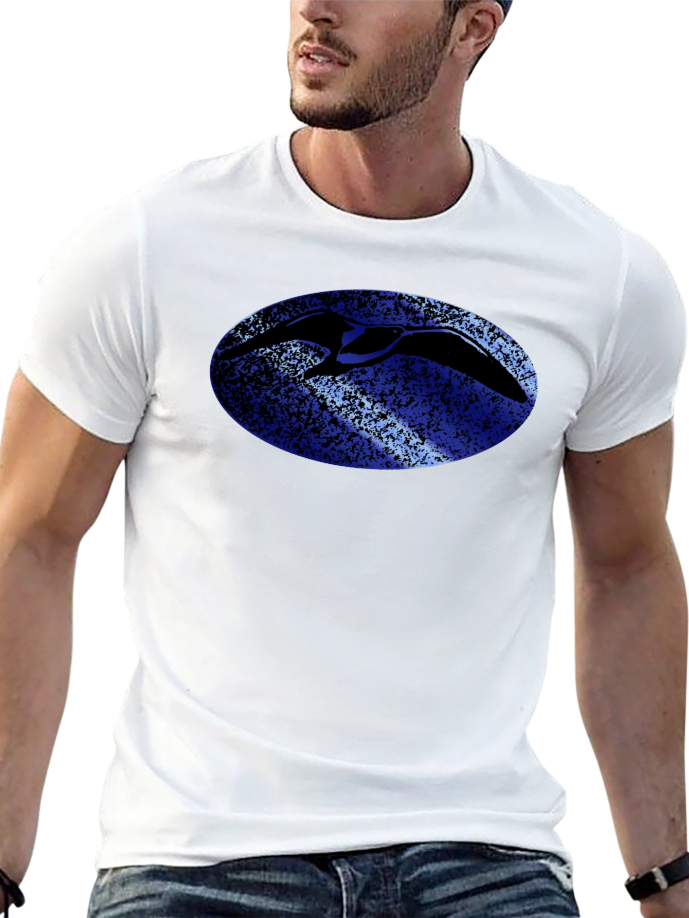 Bird Silhouette Graphic Tee - Black Cotton T-Shirt