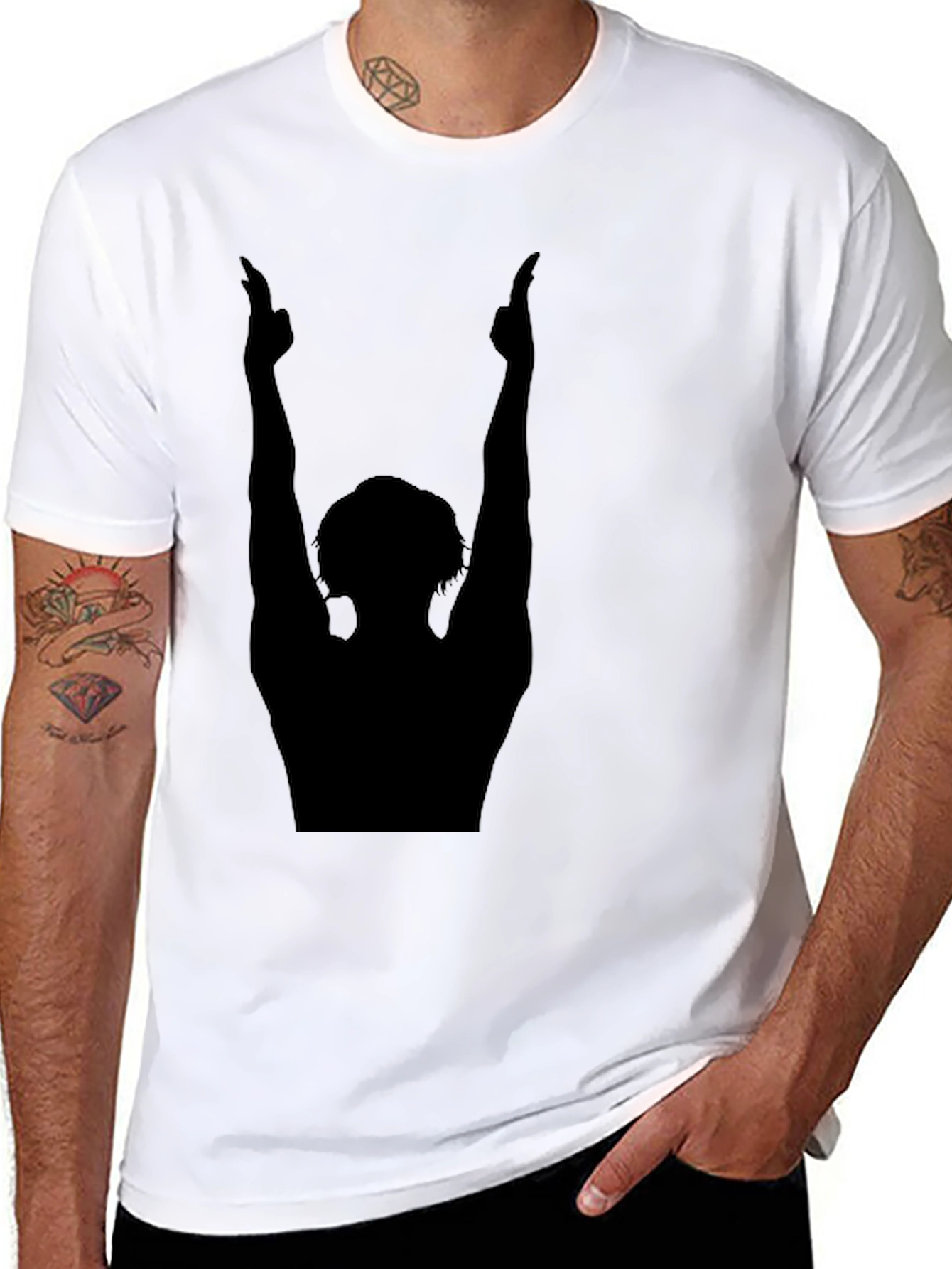 Silhouette Graphic Print Black Crew Neck Tee