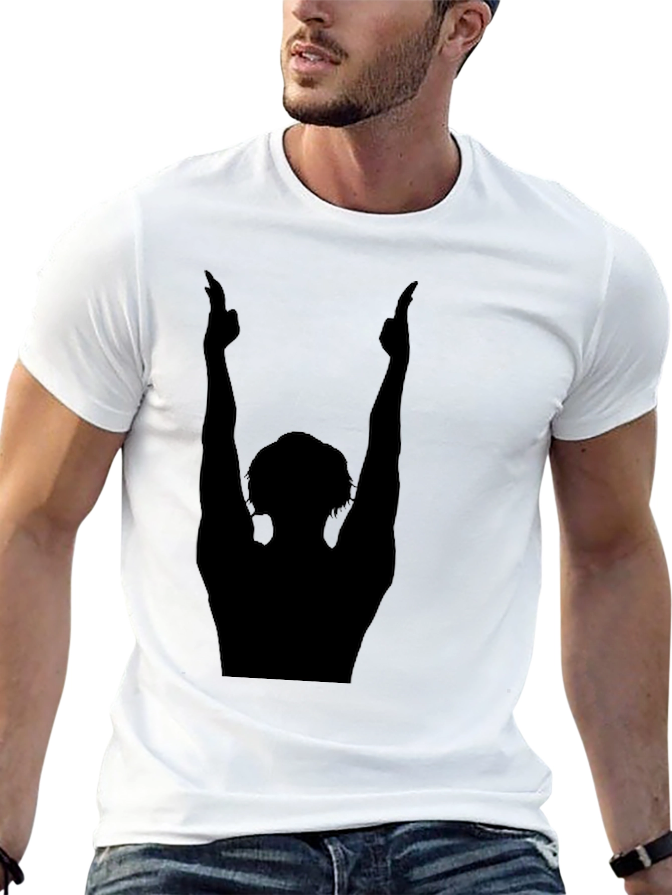 Silhouette Graphic Print Black Crew Neck Tee