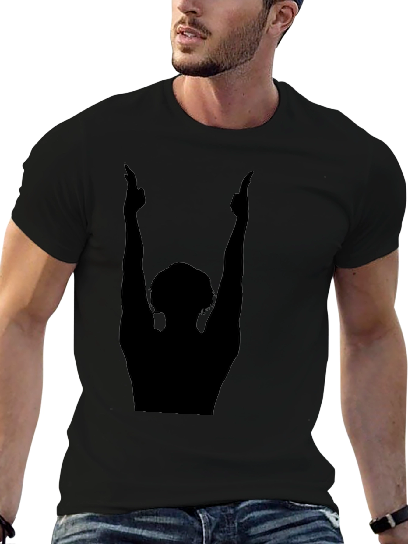 Silhouette Graphic Print Black Crew Neck Tee