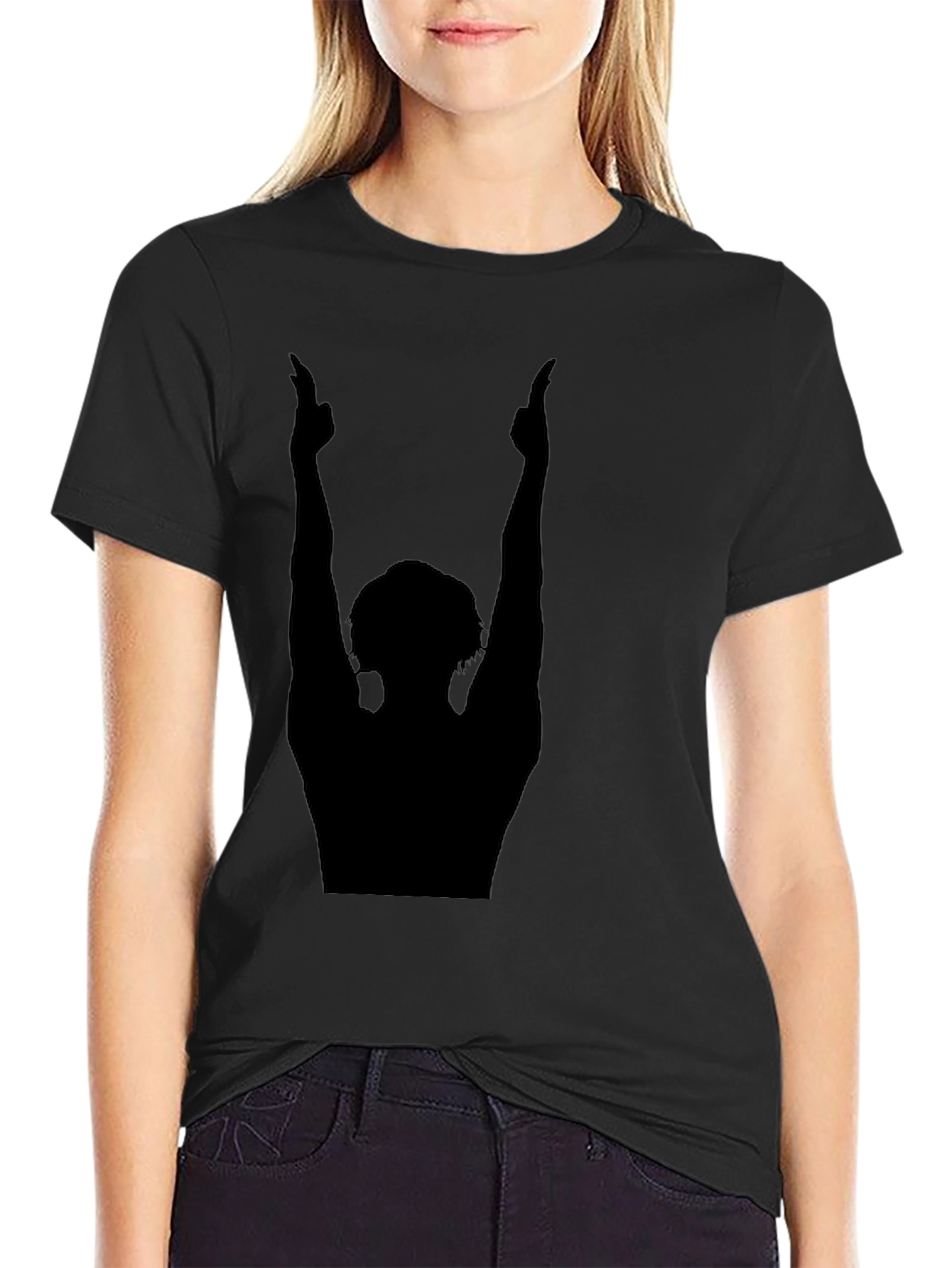 Silhouette Graphic Print Black Crew Neck Tee