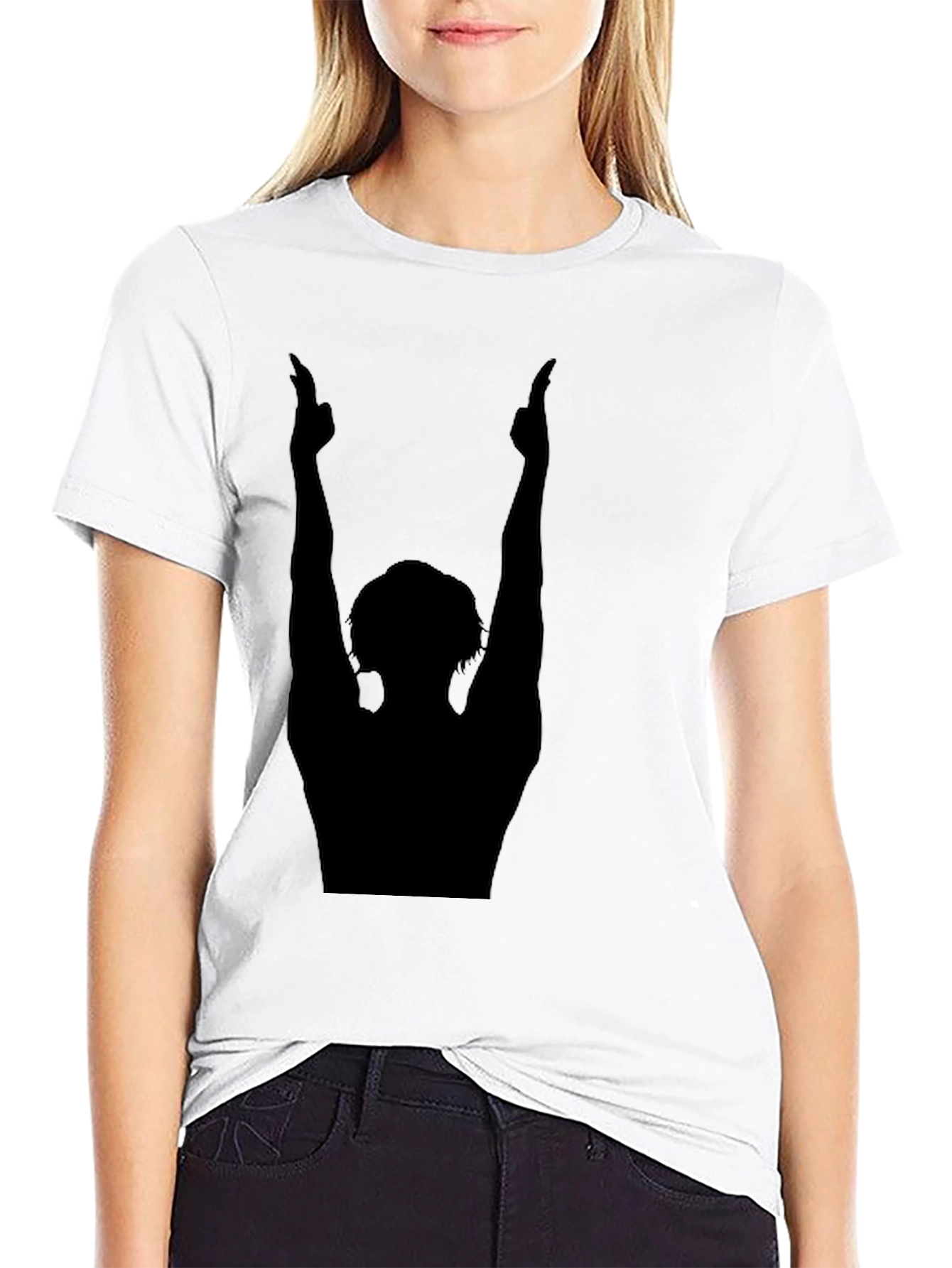 Silhouette Graphic Print Black Crew Neck Tee